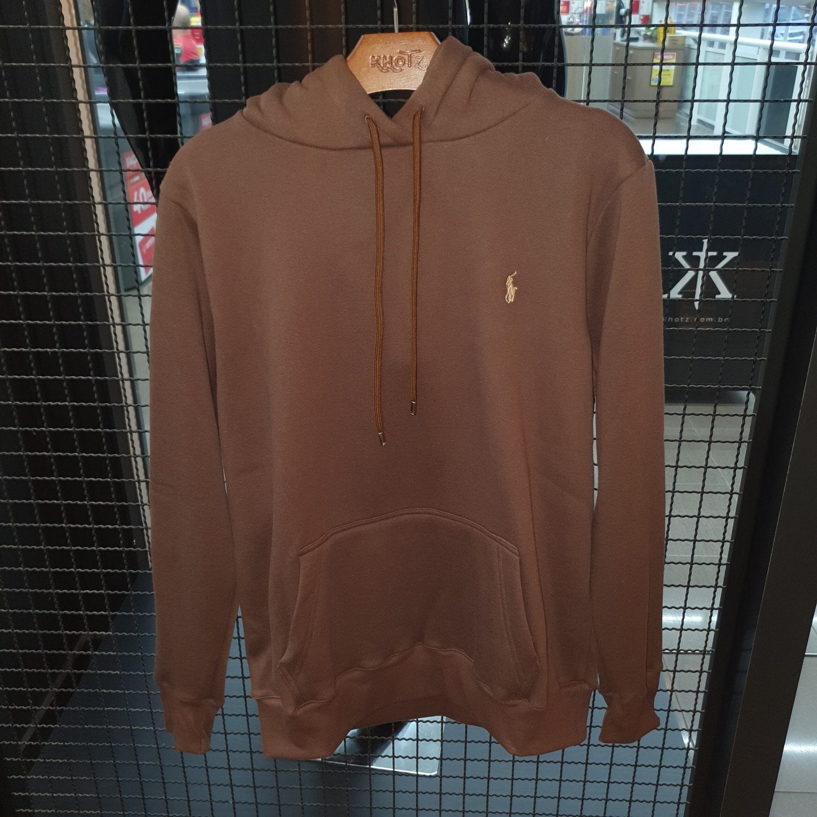 Moletom Ralph Lauren Masculino Marrom Pony Branco