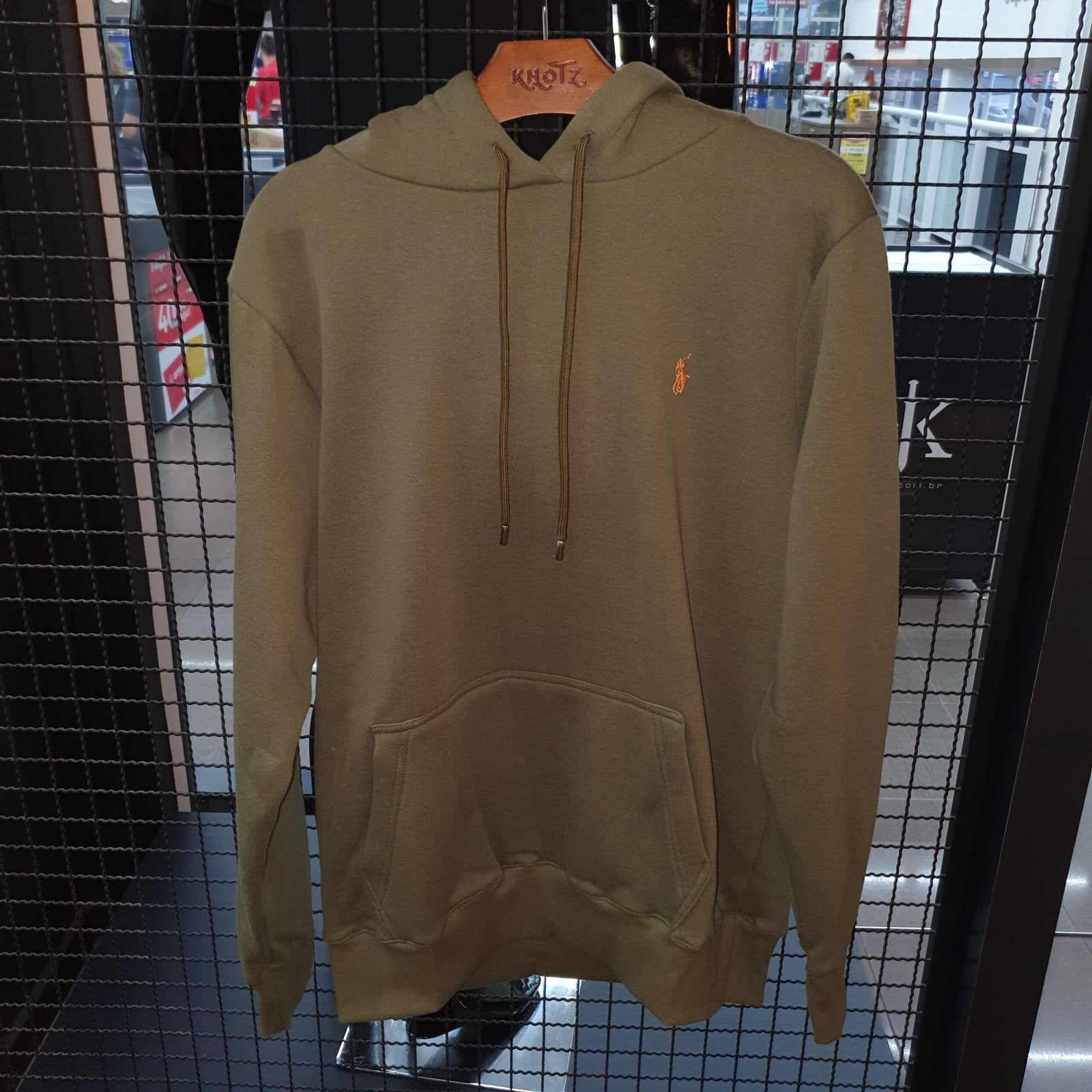 Moletom Ralph Lauren Masculino Verde Exército Pony Laranja