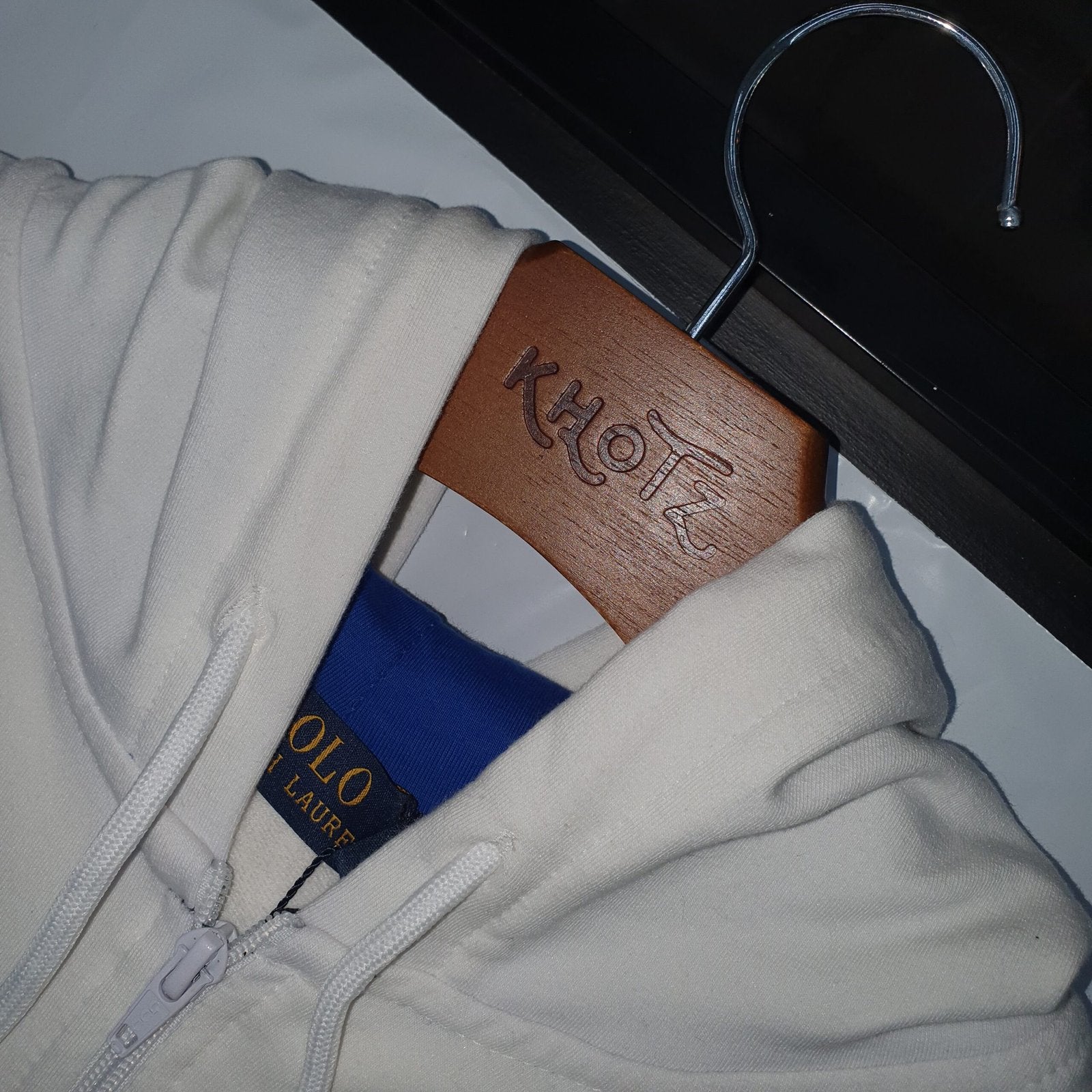 Moletom Zipper Ralph Lauren Masculino Branco Pony Azul