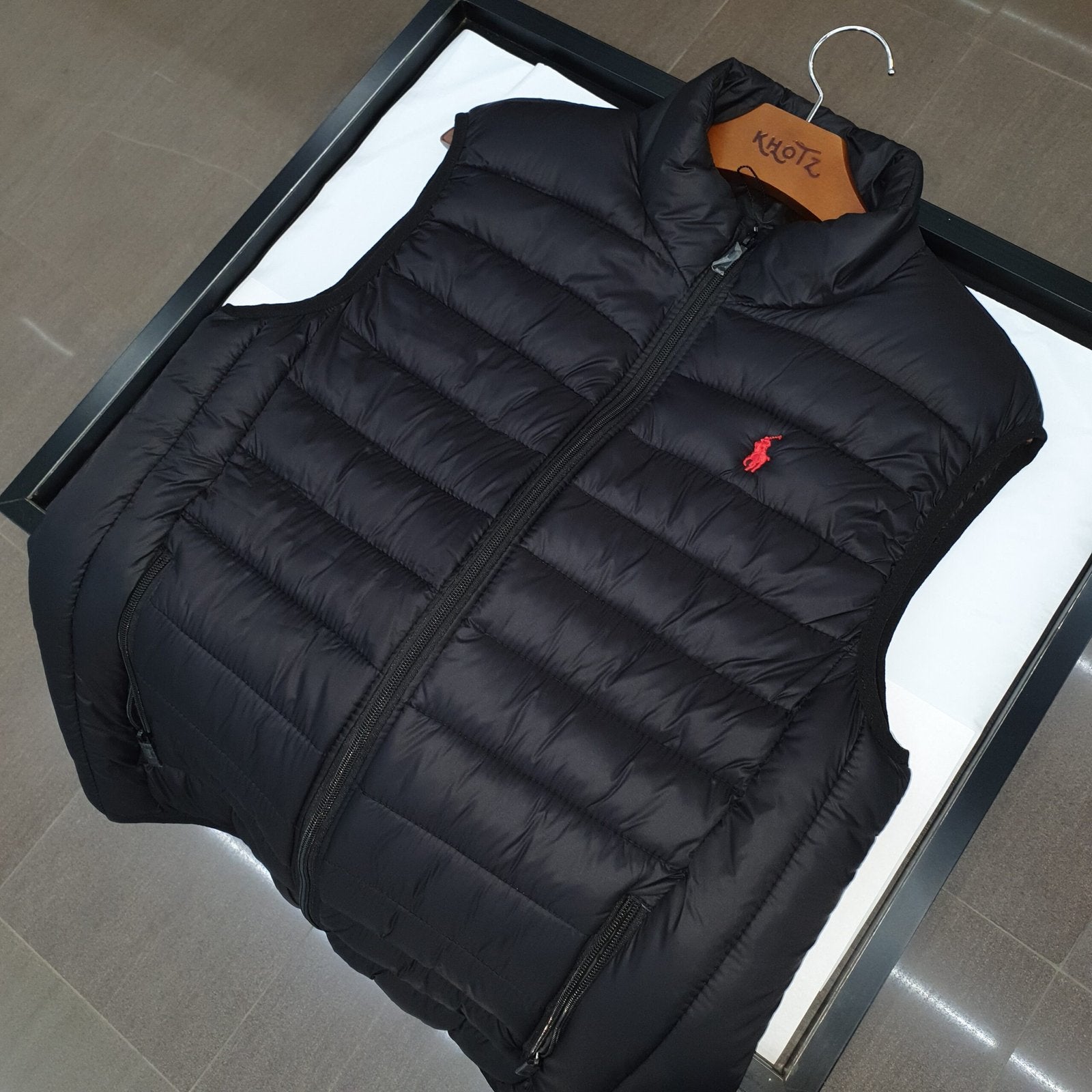 Colete Ralph Lauren Confortável e Exclusivo Preto com Pony Vermelho