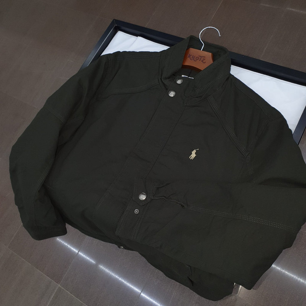 Jaqueta Sarja Ralph Lauren Masculina Inverno Rigoroso Verde Exército com Pony Cinzento