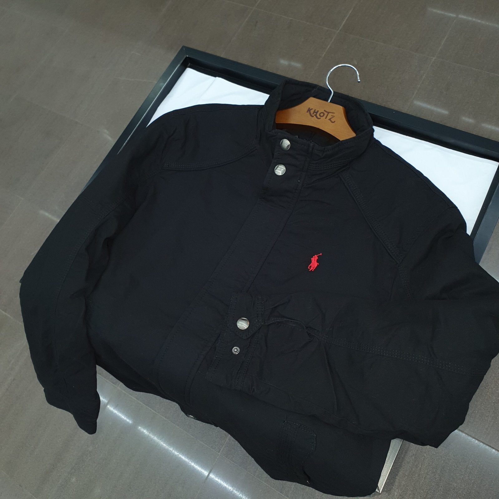 Jaqueta Sarja Ralph Lauren Masculina Inverno Rigoroso Preta com Pony Vermelho