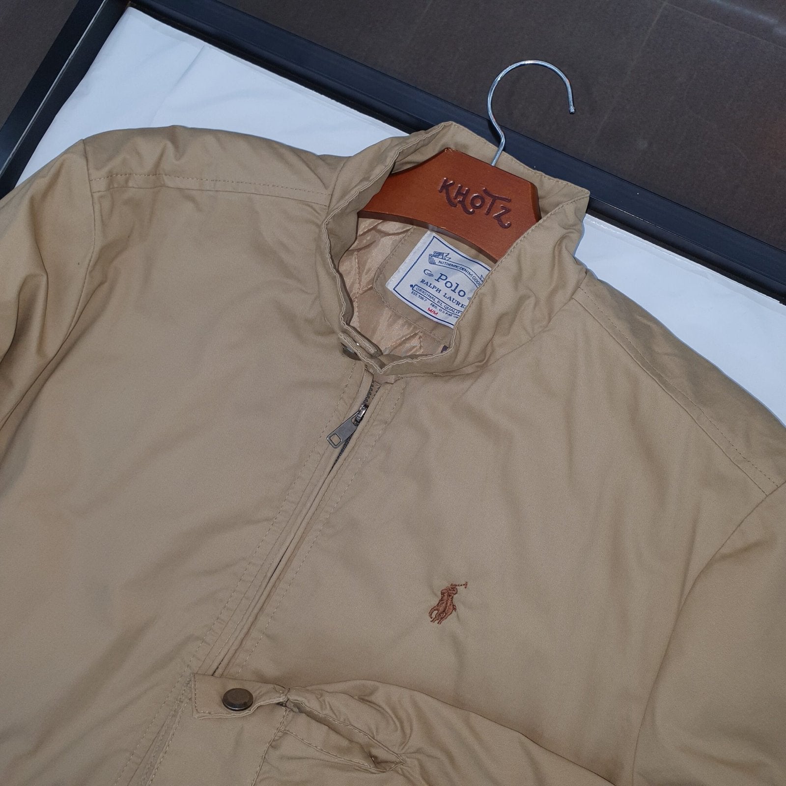 Jaqueta Sarja Sport Ralph Lauren Masculina Bege com Pony Chocolate