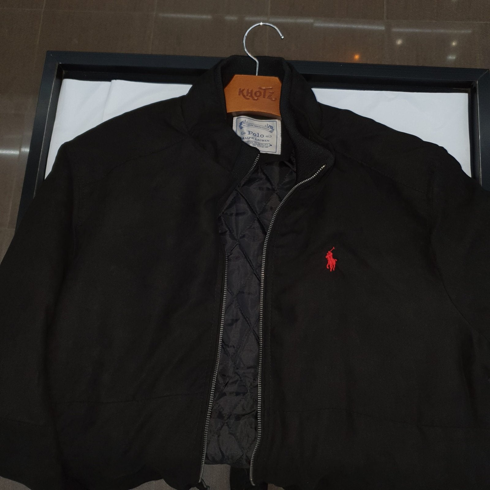 Jaqueta Suede Ralph Lauren Masculina Meia Estação Preta Pony Vermelho