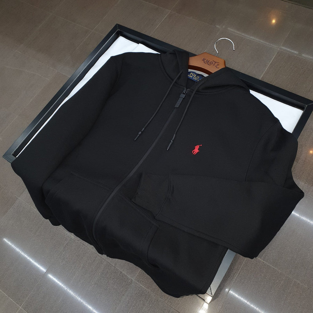 Moletom Zipper Ralph Lauren Masculino Preto Pony Vermelho Clássico