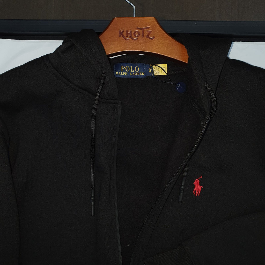 Moletom Zipper Ralph Lauren Masculino Preto Pony Vermelho Clássico