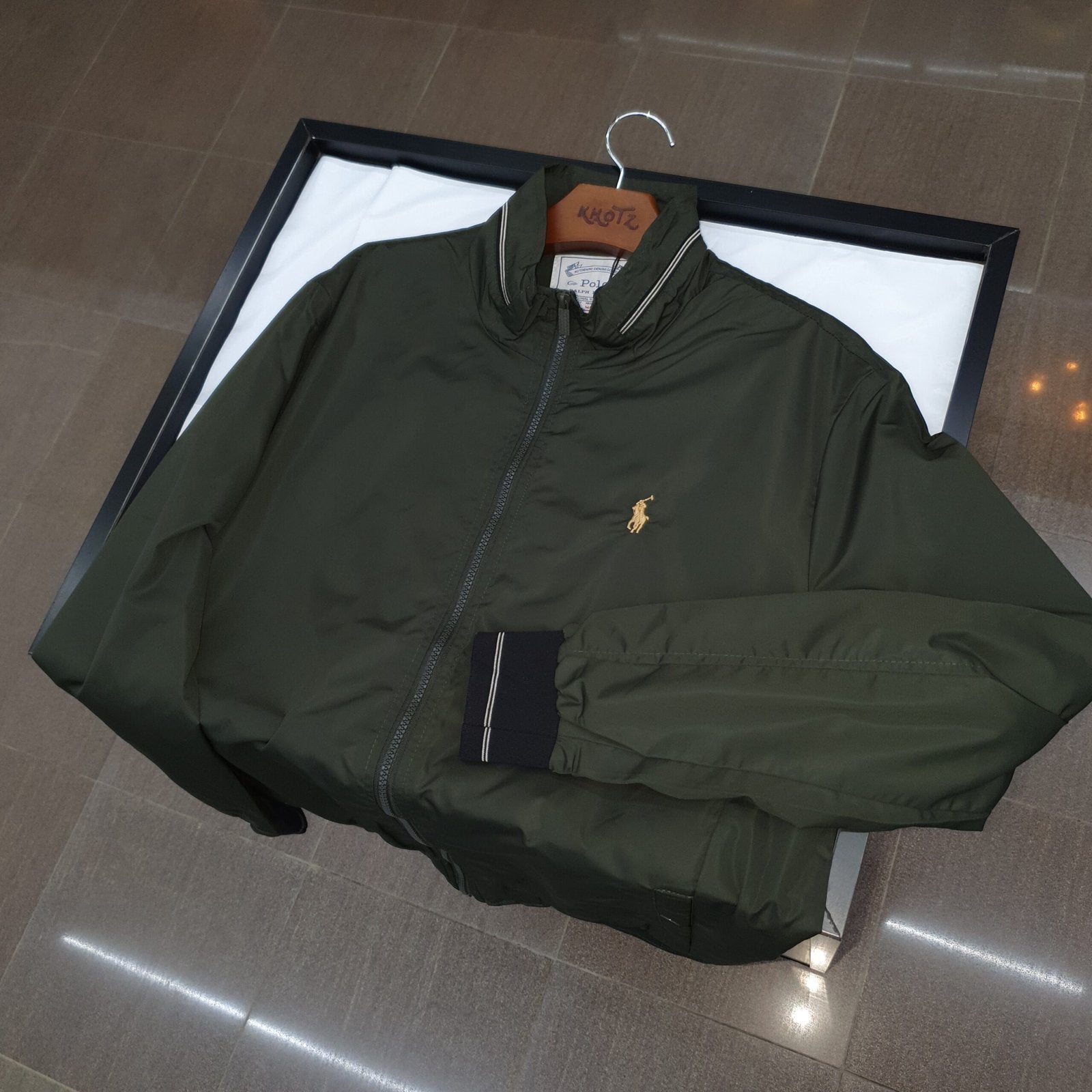 Jaqueta Ralph Lauren Masculina Bomber Verde Exercito Pony Creme