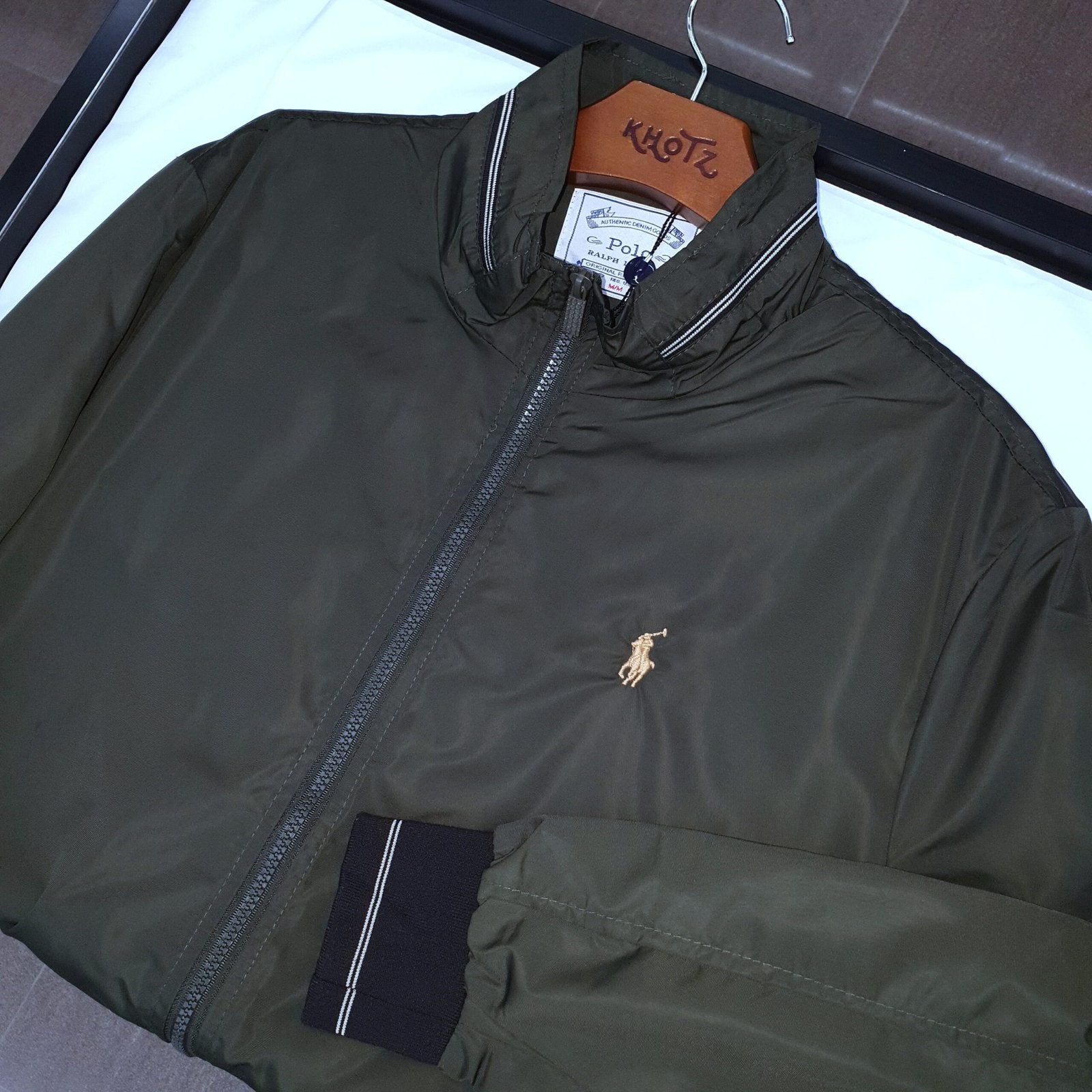 Jaqueta Ralph Lauren Masculina Bomber Verde Exercito Pony Creme