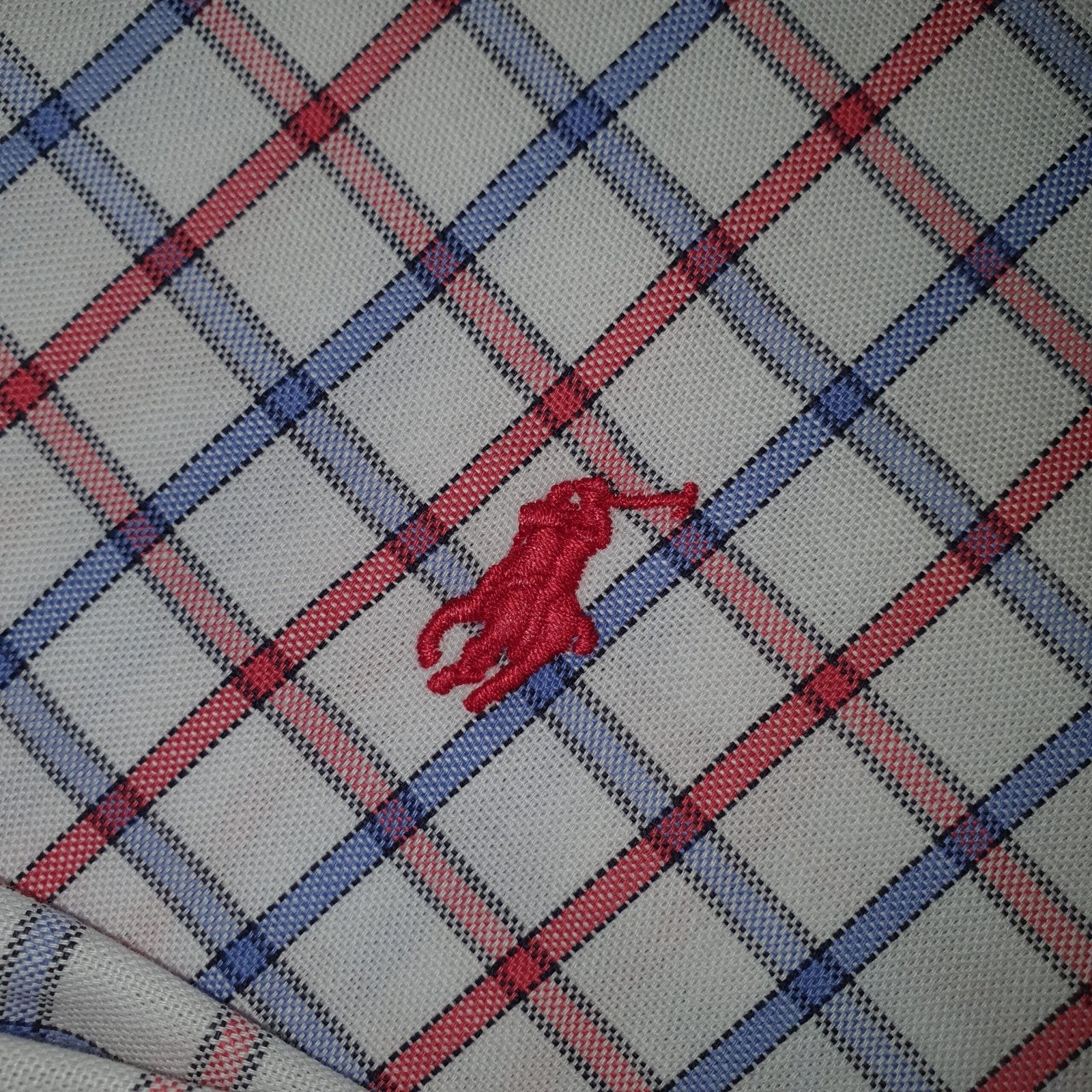 Camisa Ralph Lauren Masculina Oxford Xadrez Invernal Branca Pony Vermelho