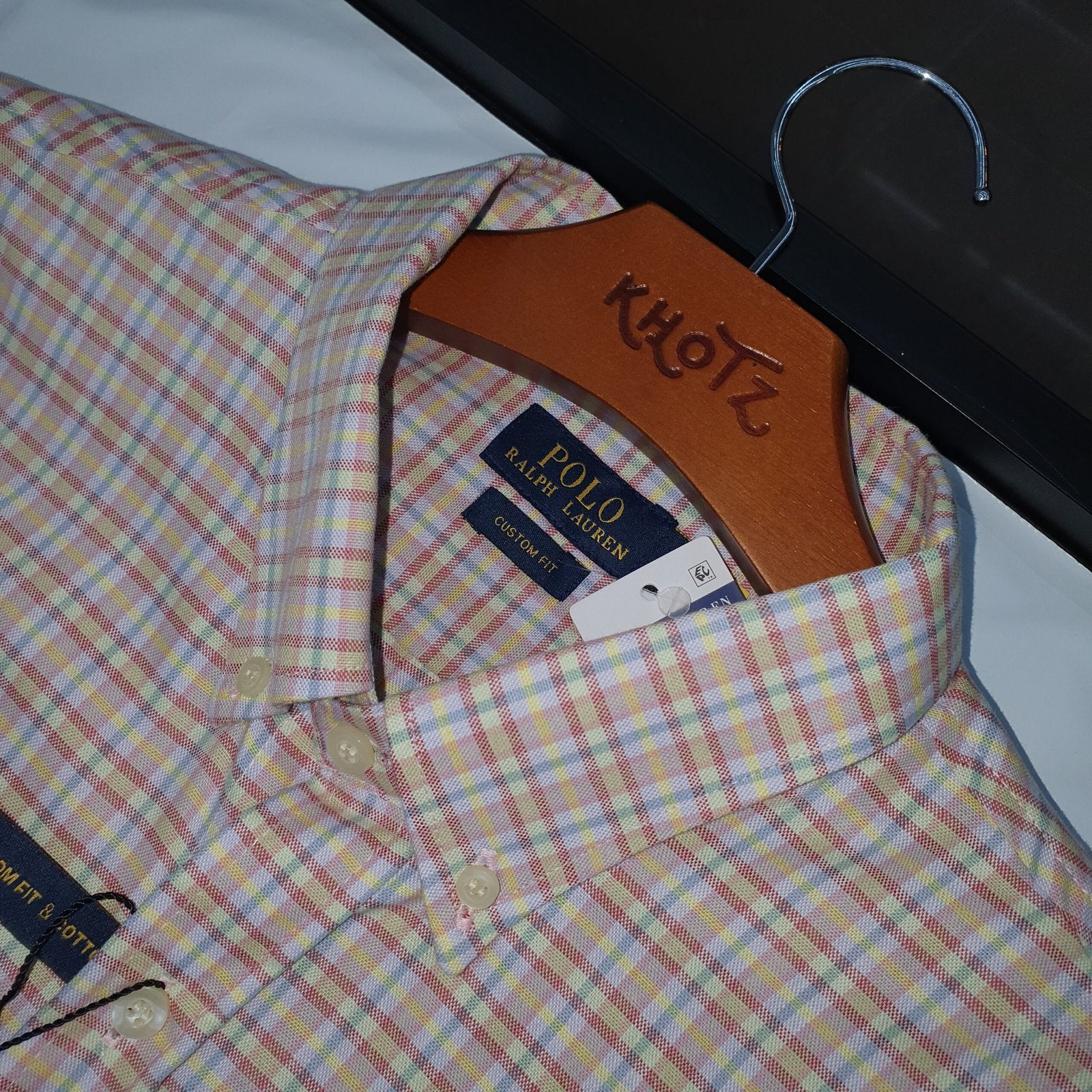 Camisa Ralph Lauren Masculina Oxford Xadrez Invernal Creme Pony Amarelo