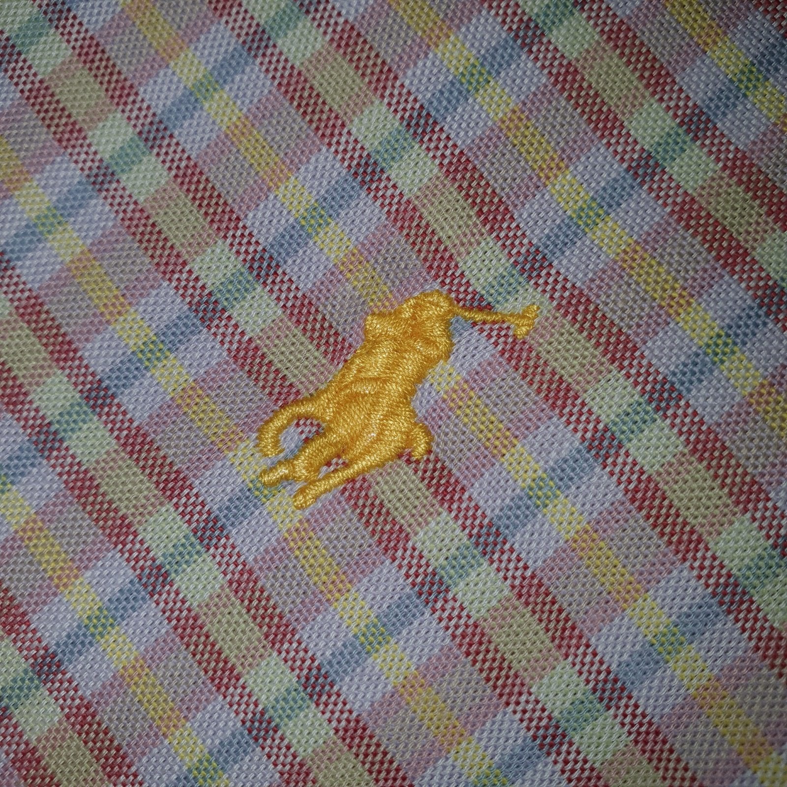 Camisa Ralph Lauren Masculina Oxford Xadrez Invernal Creme Pony Amarelo