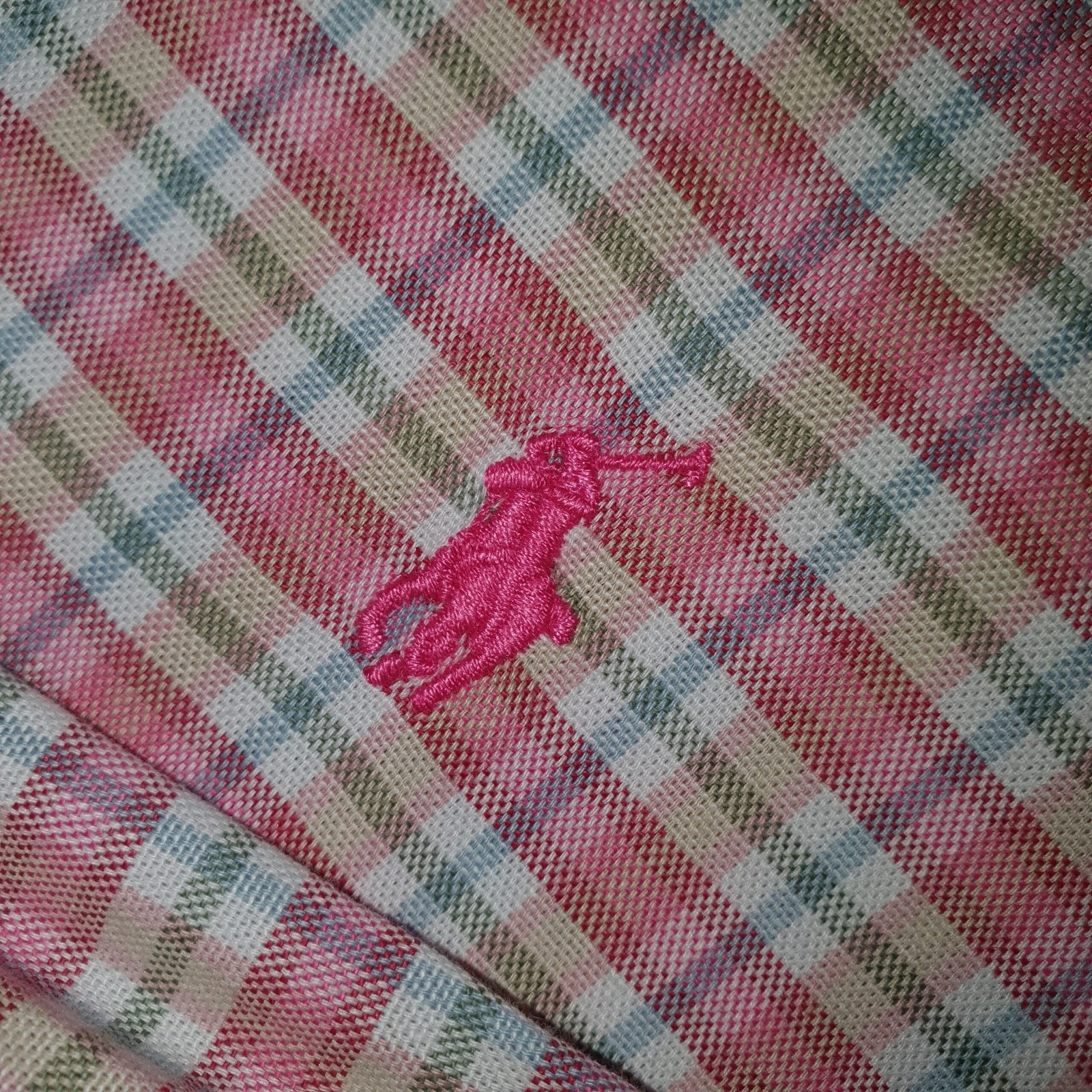 Camisa Ralph Lauren Masculina Oxford Xadrez Invernal Rosa Pony Goiaba