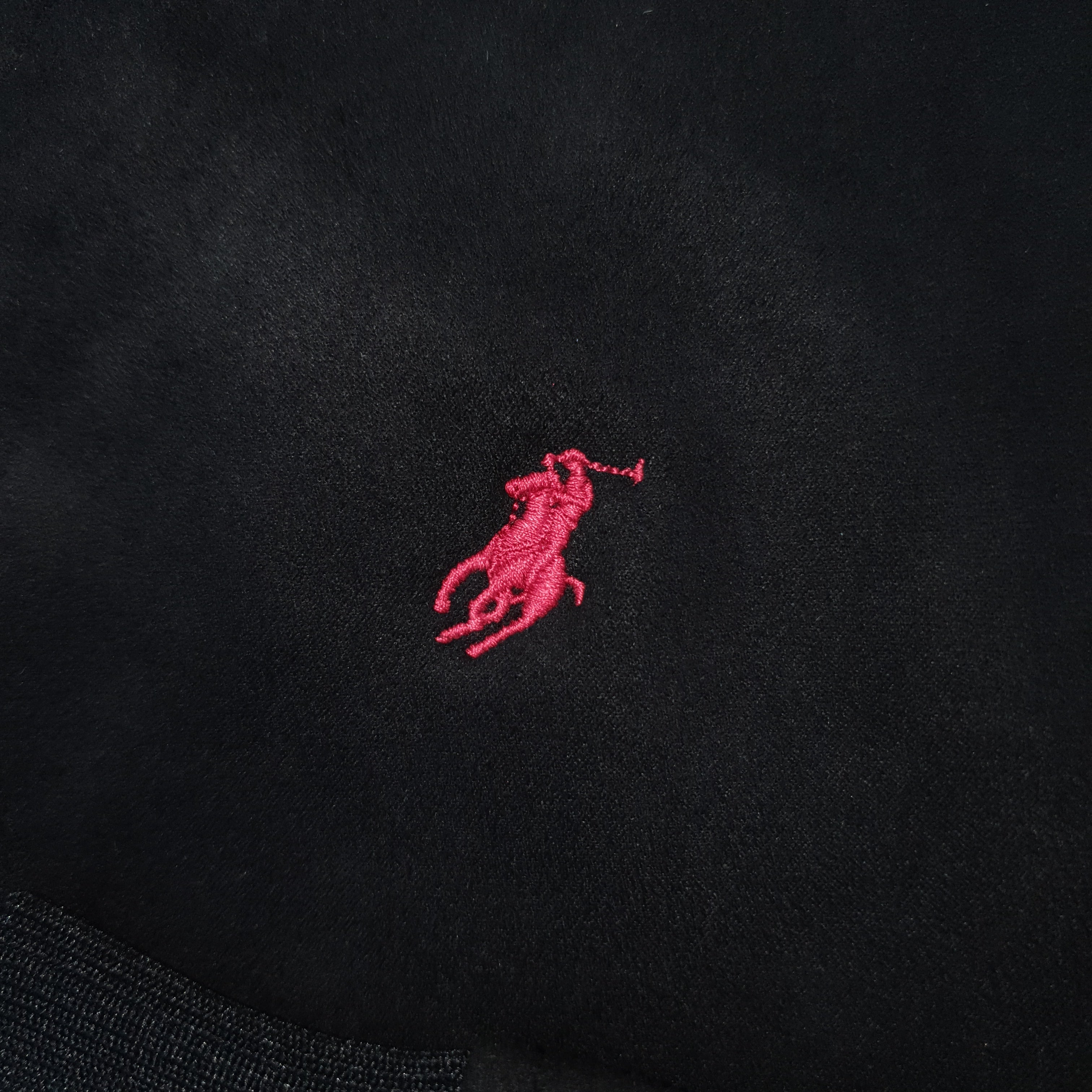 Jaqueta Ralph Lauren Masculina Suede Marmorizada Preta Pony Vermelho Ajustada no Corpo