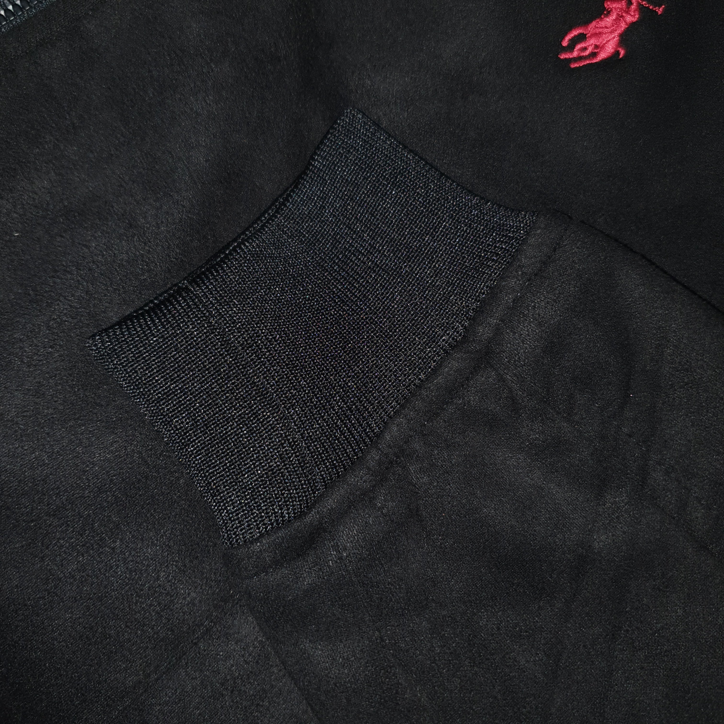 Jaqueta Ralph Lauren Masculina Suede Marmorizada Preta Pony Vermelho Ajustada no Corpo