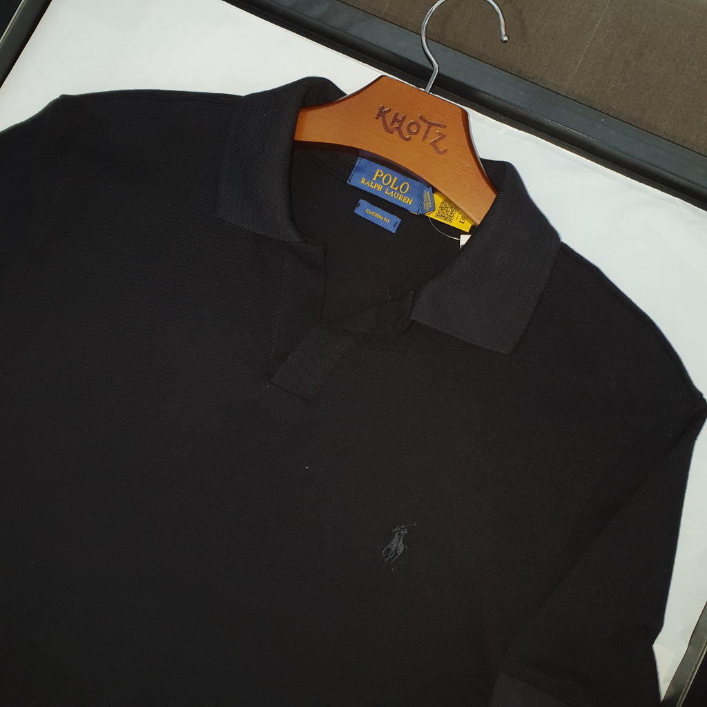 Polo Ralph Lauren Masculina Preta Colarinho Italiano Monocromática