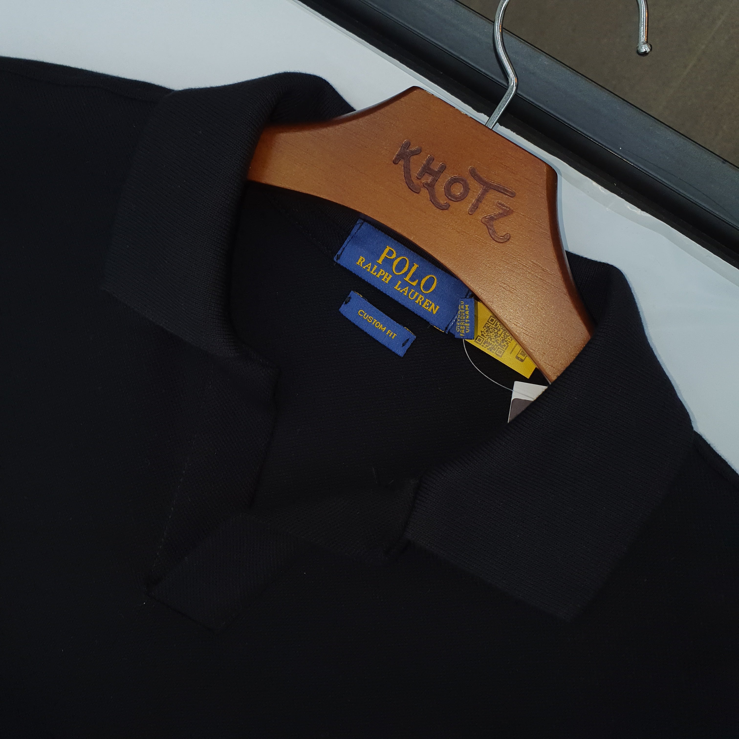 Polo Ralph Lauren Masculina Preta Colarinho Italiano Monocromática