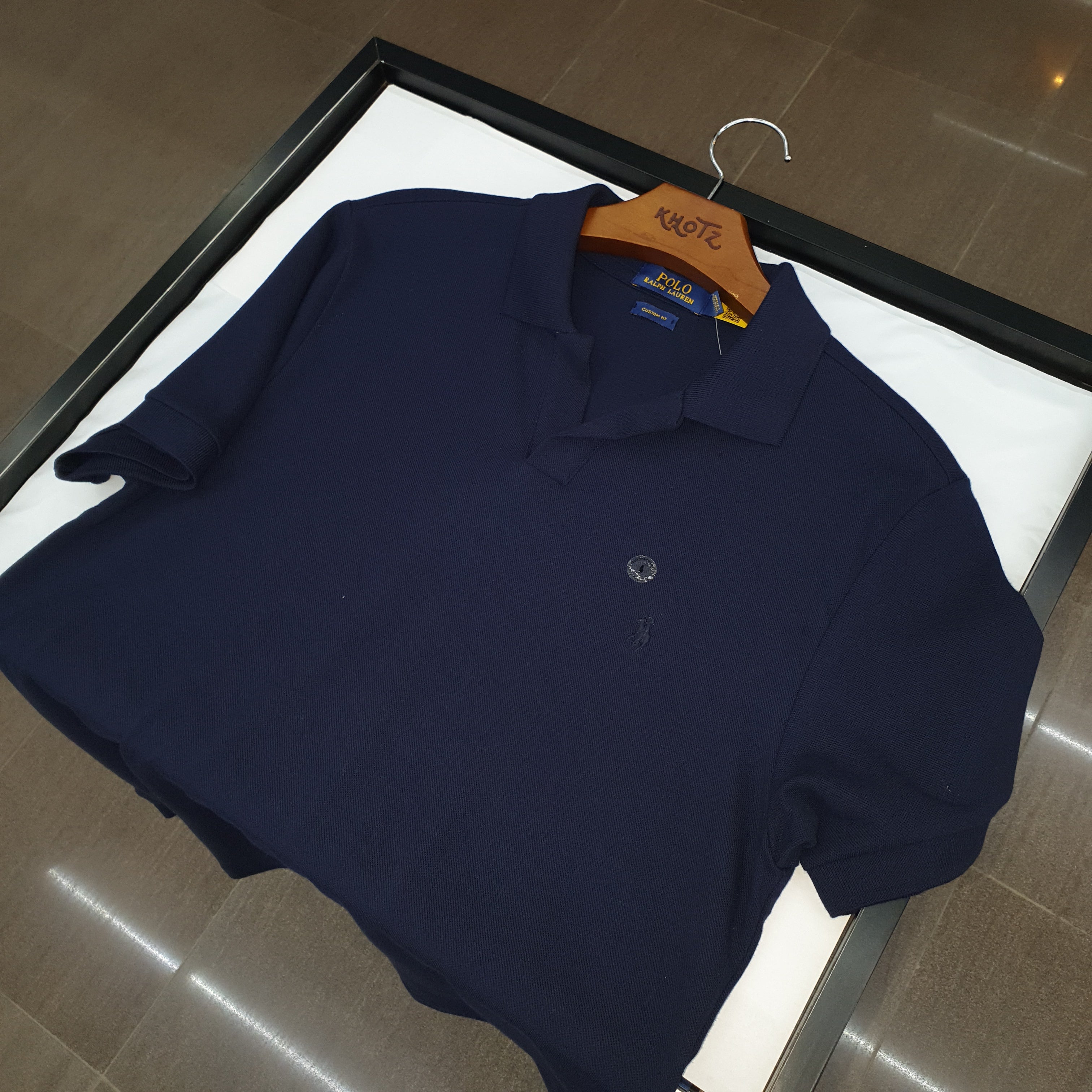 Polo Ralph Lauren Masculina Marinho Colarinho Italiano Monocromática