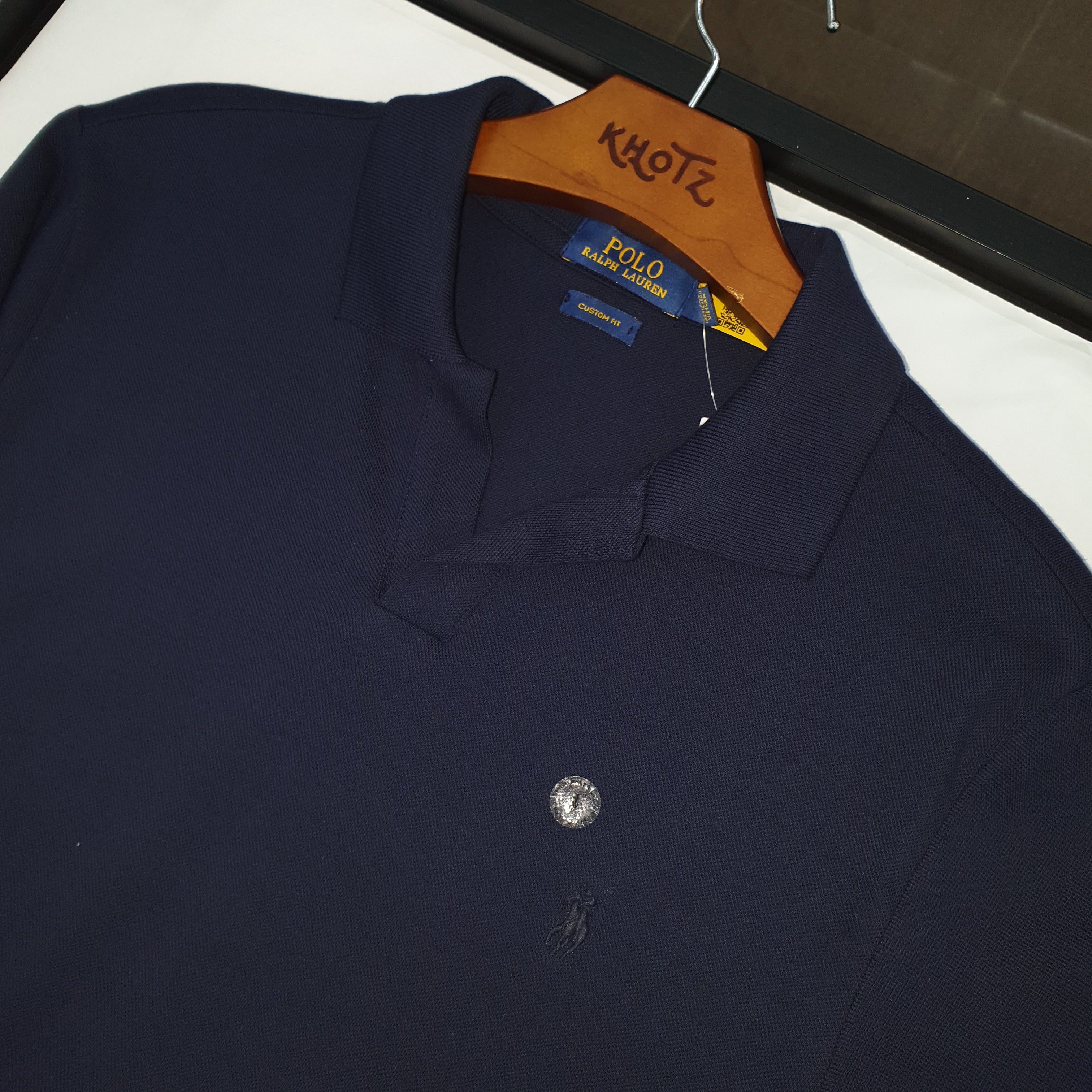 Polo Ralph Lauren Masculina Marinho Colarinho Italiano Monocromática