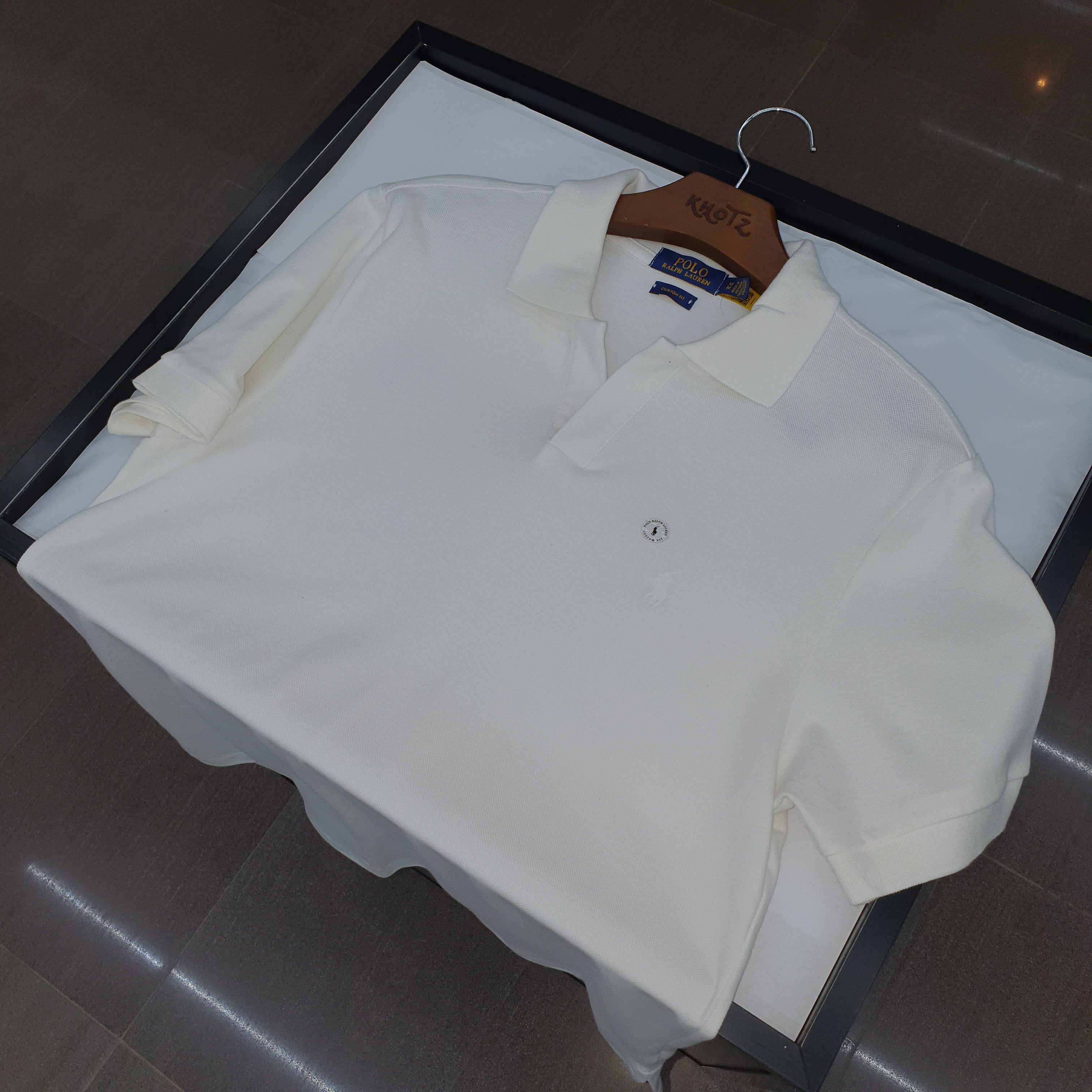 Polo Ralph Lauren Masculina Branca Colarinho Italiano Monocromática