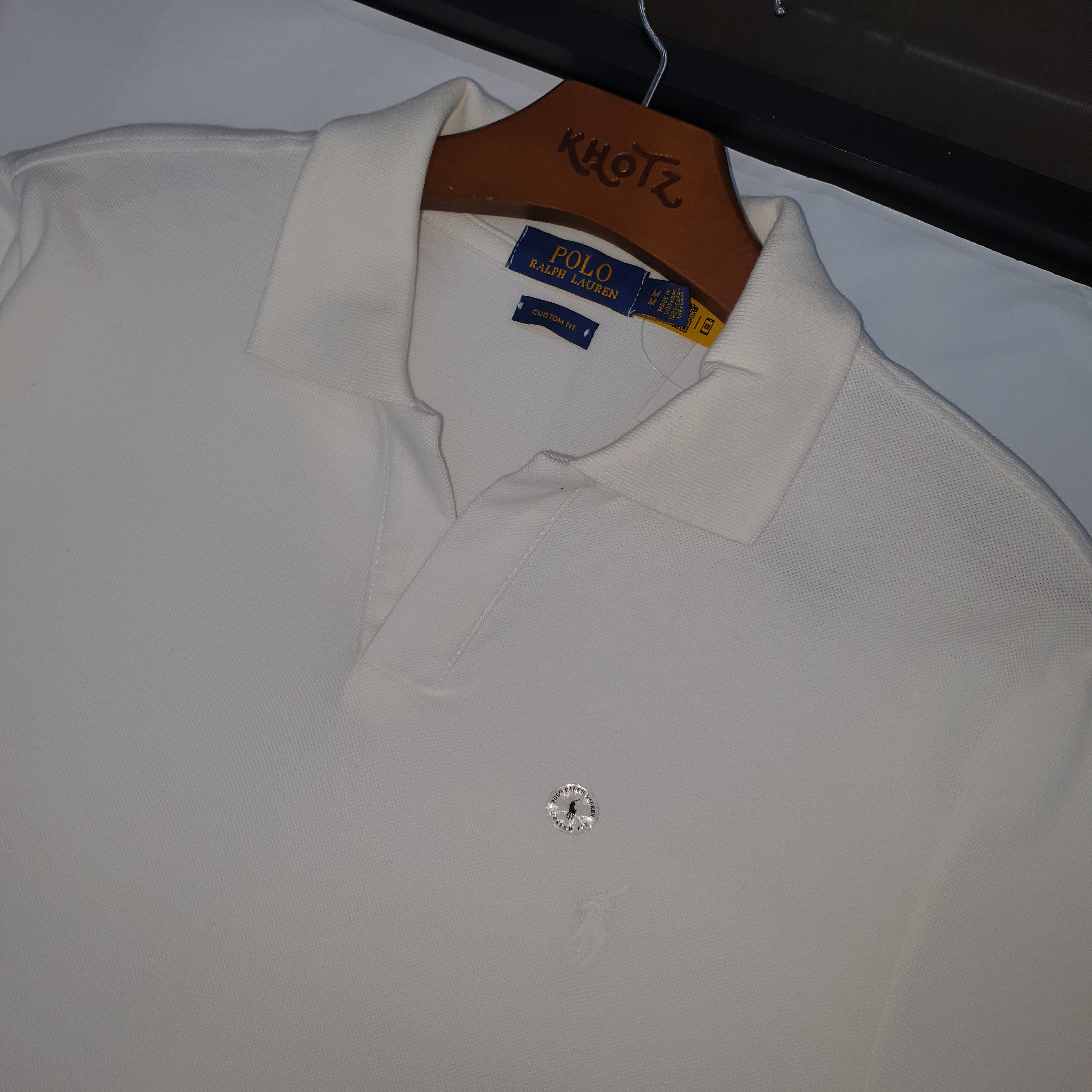 Polo Ralph Lauren Masculina Branca Colarinho Italiano Monocromática