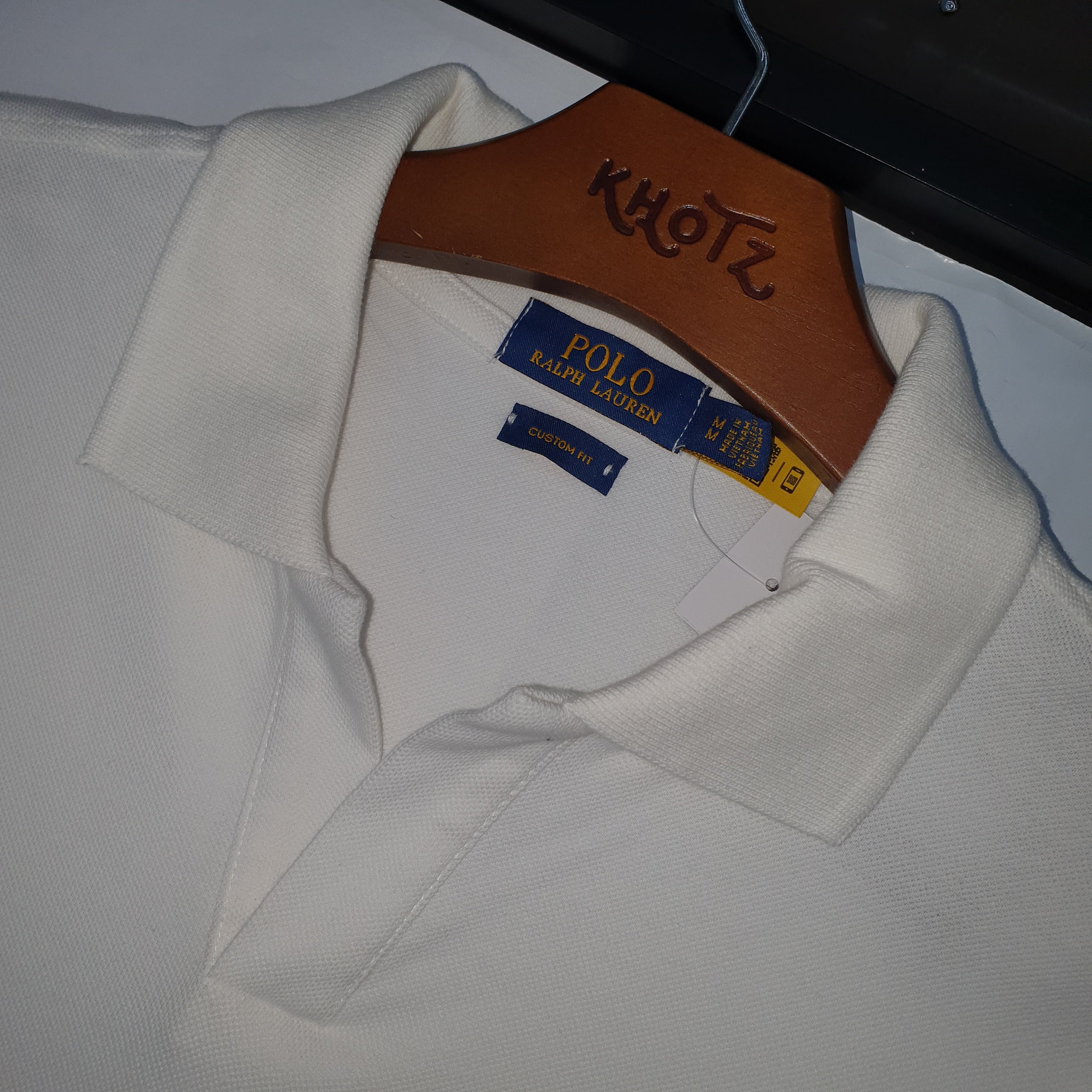 Polo Ralph Lauren Masculina Branca Colarinho Italiano Monocromática