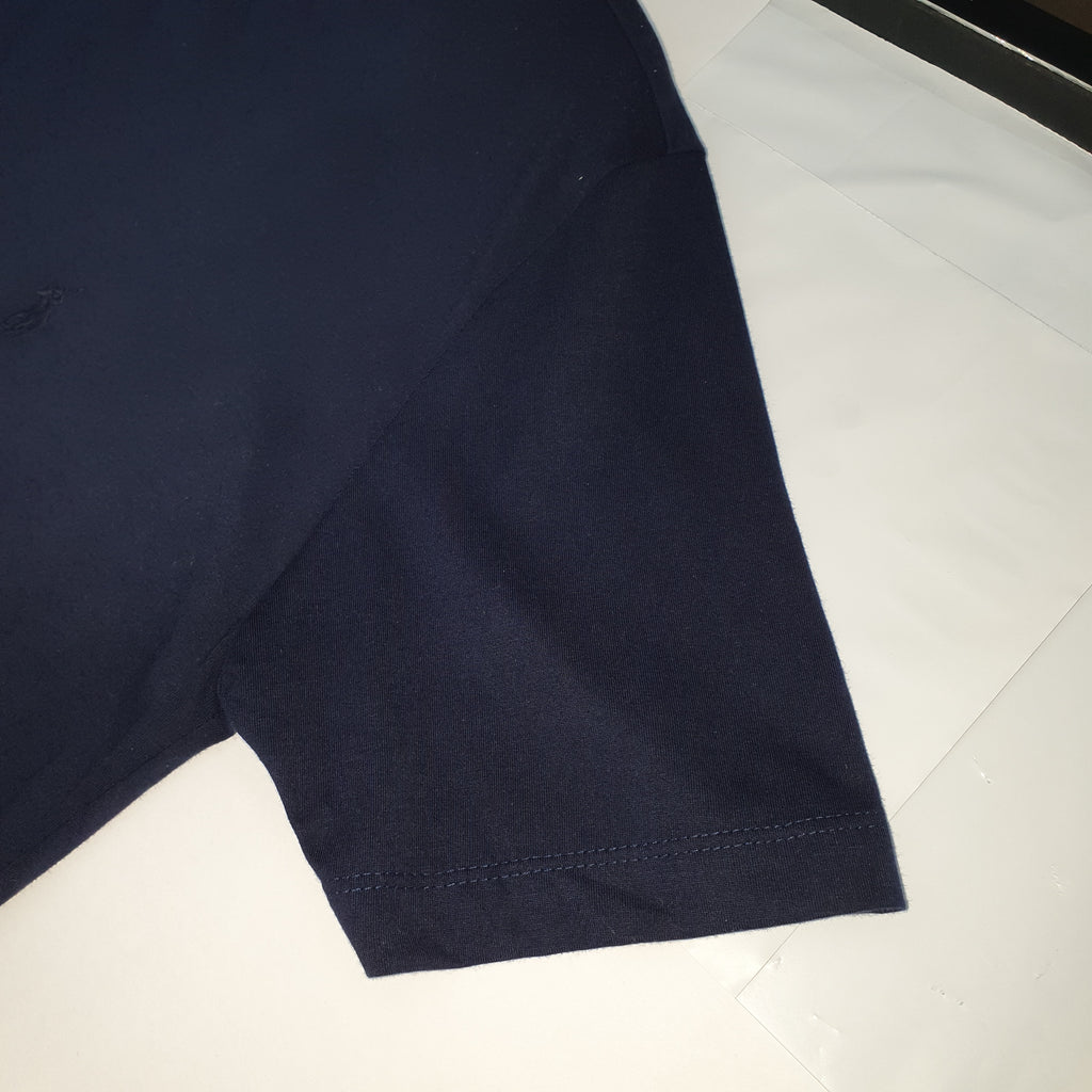Camiseta Básica Masculina Supima Siliconada Ralph Lauren Marinho Monocromática