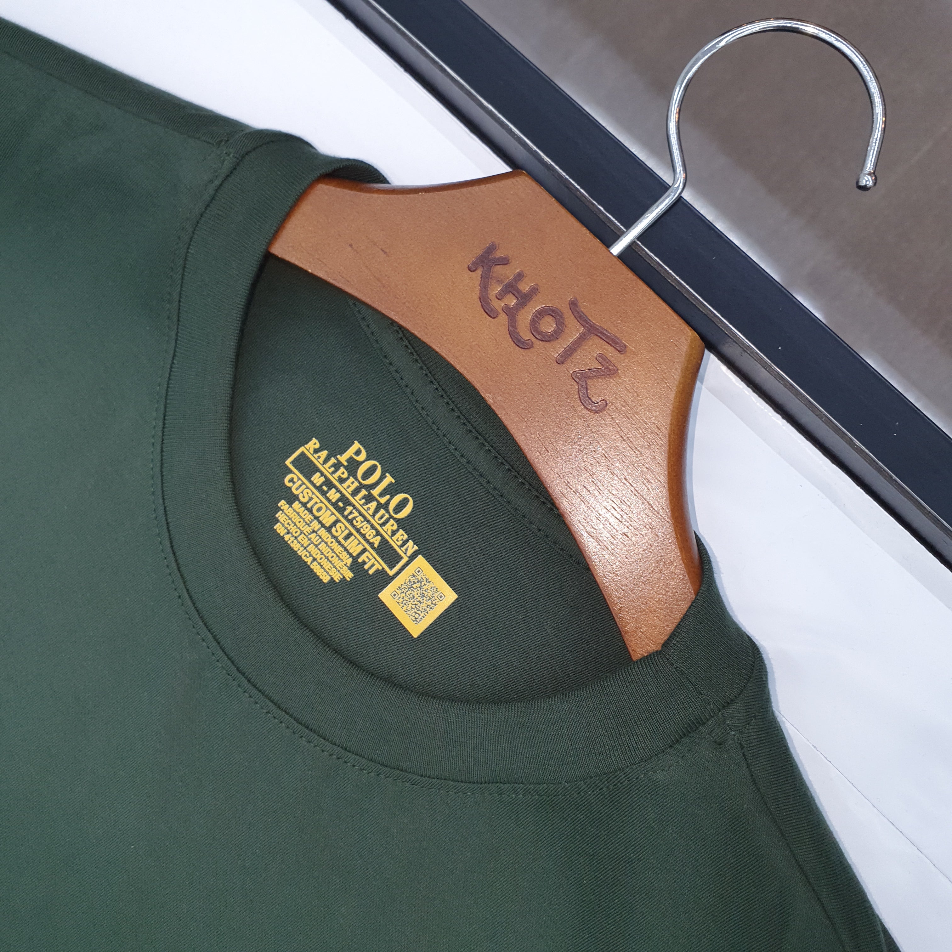Camiseta Básica Masculina Supima Siliconada Ralph Lauren Verde Floresta Monocromática