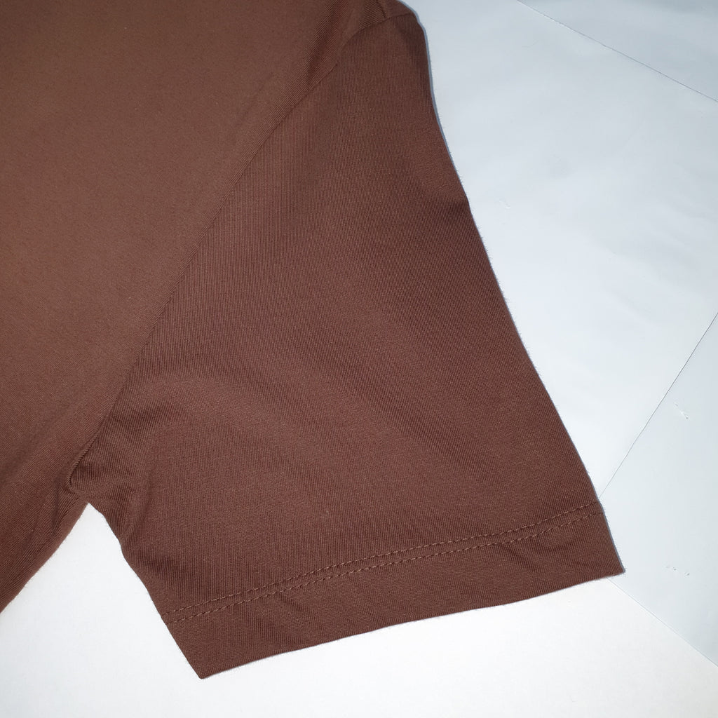 Camiseta Básica Masculina Supima Siliconada Ralph Lauren Marrom Monocromática