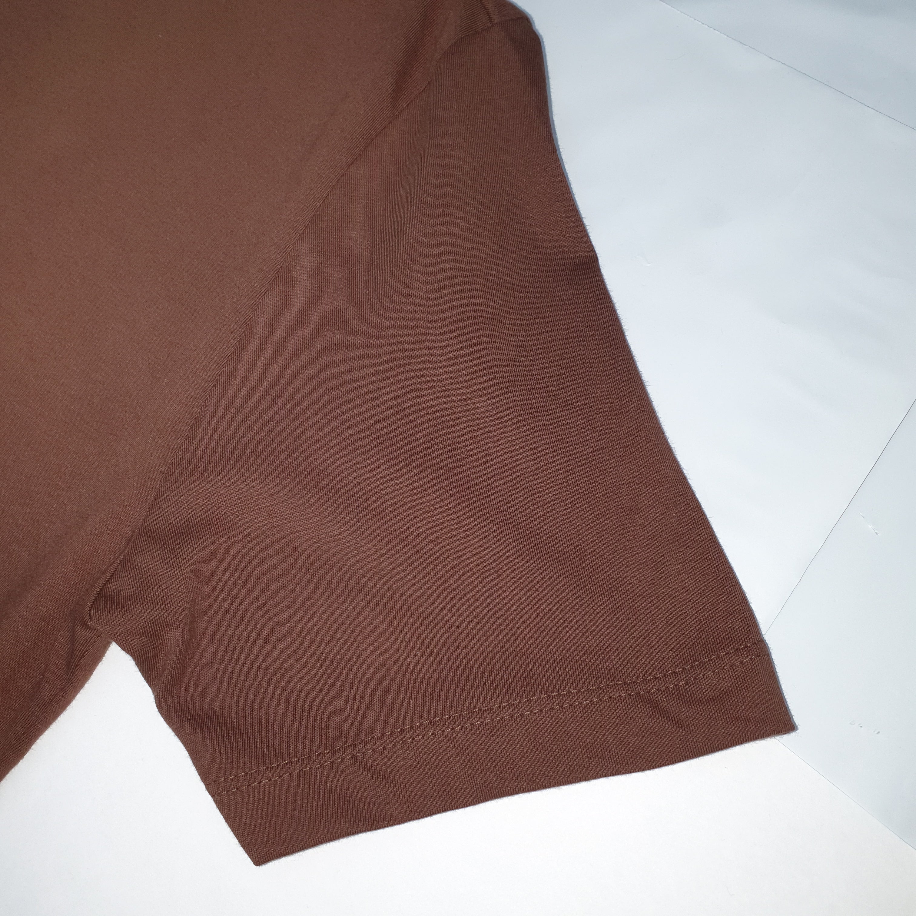 Camiseta Básica Masculina Supima Siliconada Ralph Lauren Marrom Monocromática
