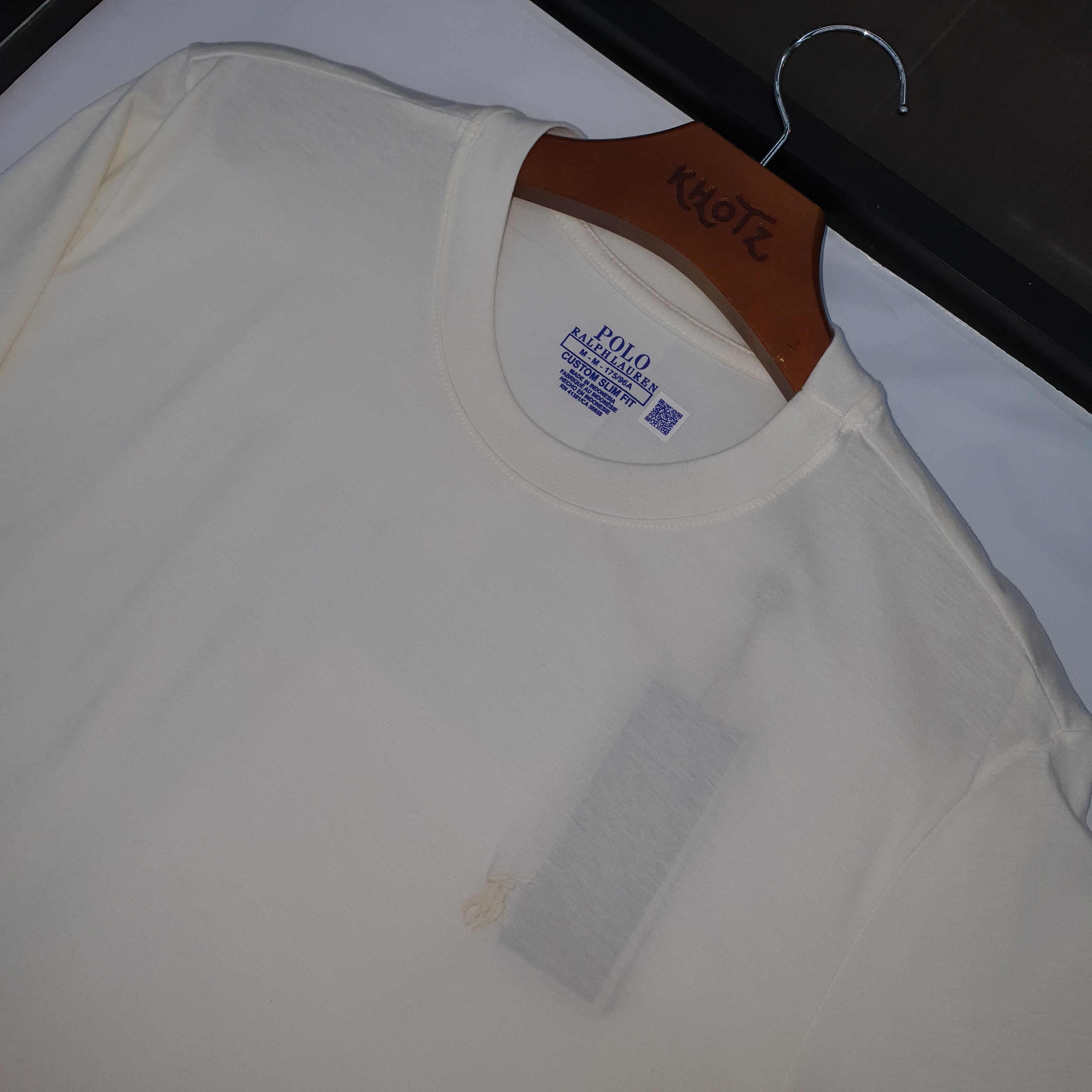 Camiseta Básica Masculina Supima Siliconada Ralph Lauren Branca Monocromática
