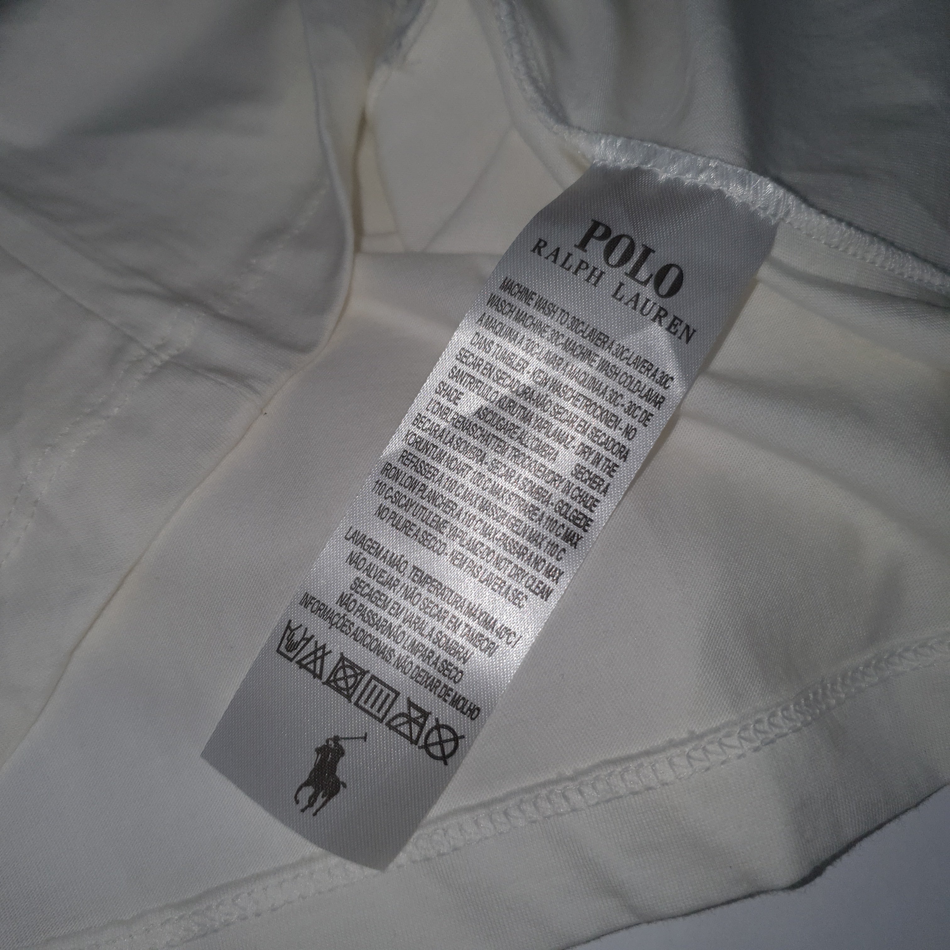 Camiseta Básica Masculina Supima Siliconada Ralph Lauren Branca Monocromática