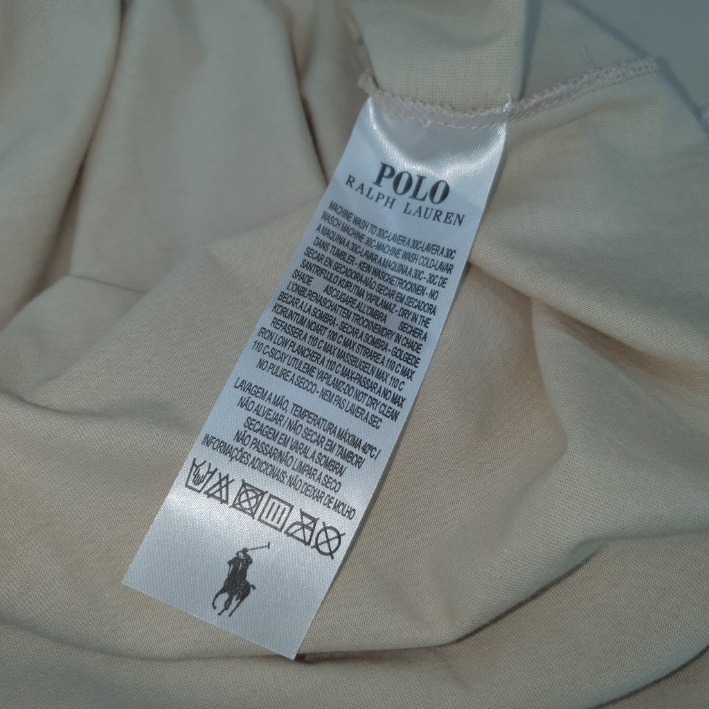 Camiseta Básica Masculina Supima Siliconada Ralph Lauren Areia Monocromática
