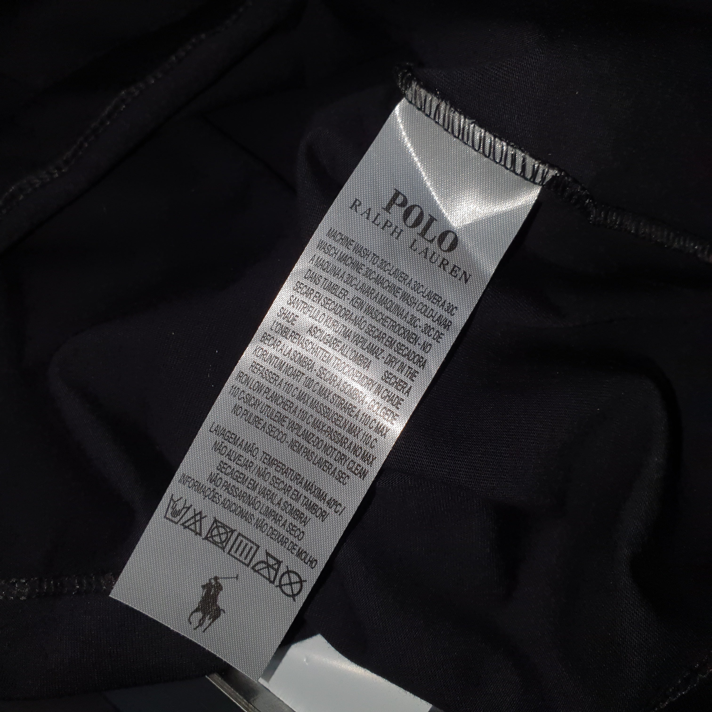 Camiseta Básica Masculina Supima Siliconada Ralph Lauren Preta Monocromática
