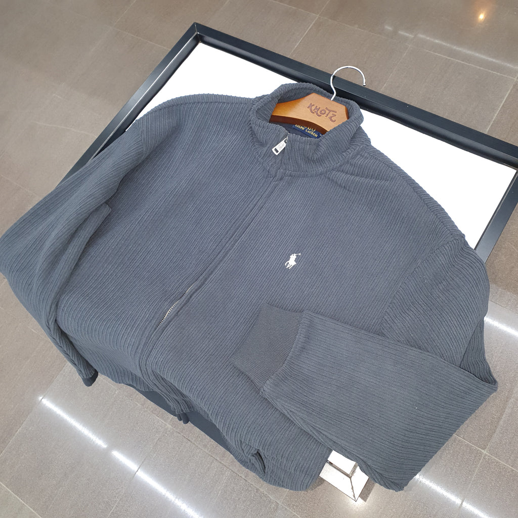 Pulôver Ralph Lauren Masculino Com Zipper Forrado Cor Grafite Pony Branco