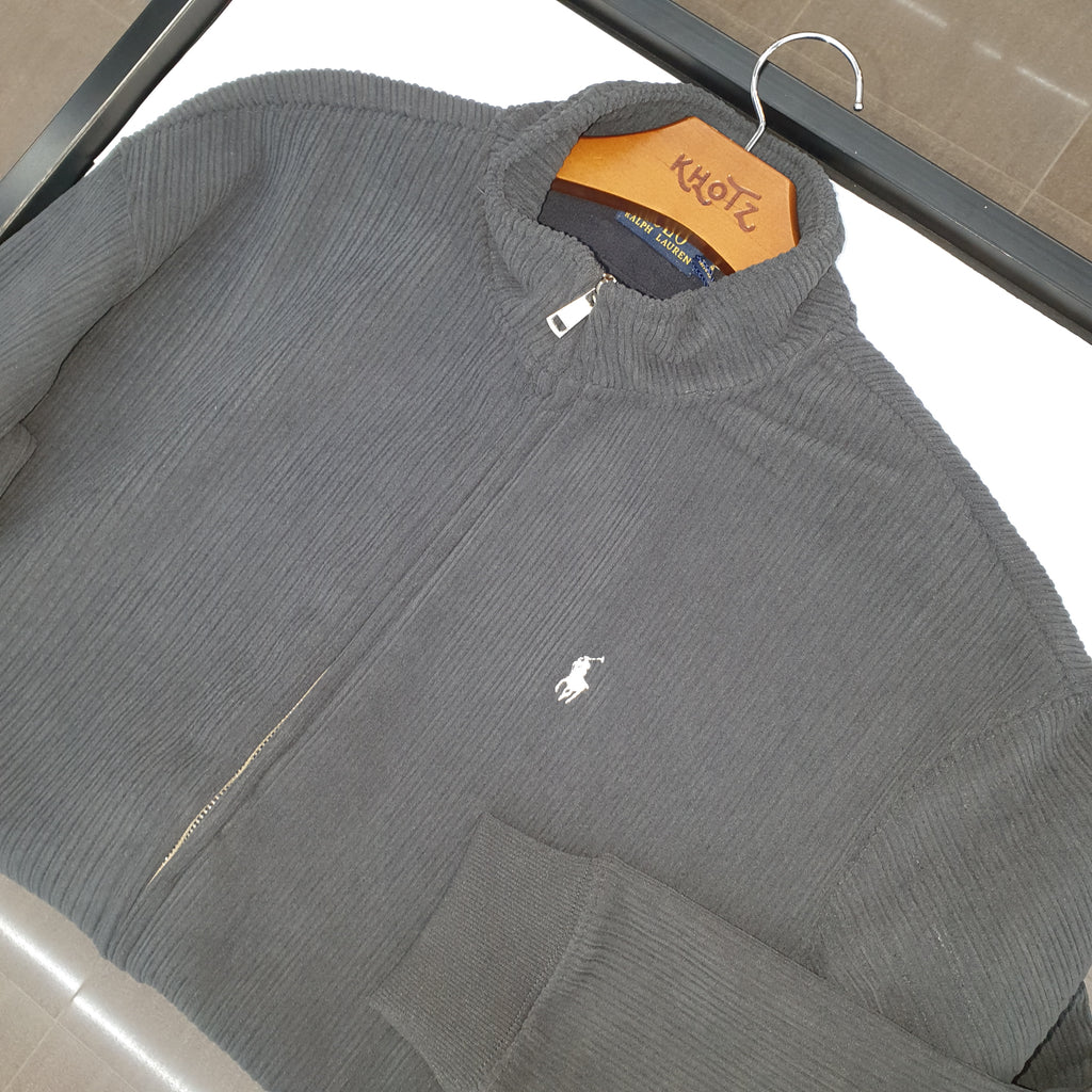 Pulôver Ralph Lauren Masculino Com Zipper Forrado Cor Grafite Pony Branco