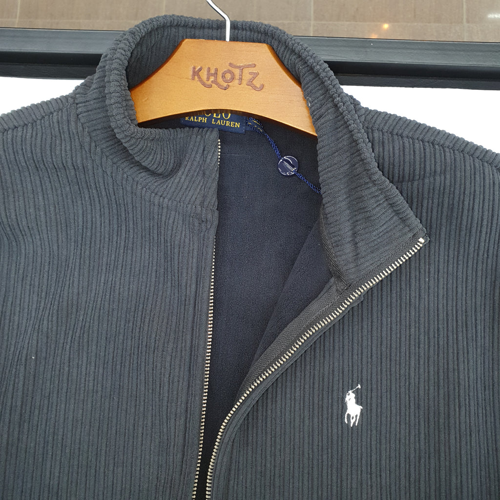 Pulôver Ralph Lauren Masculino Com Zipper Forrado Cor Grafite Pony Branco