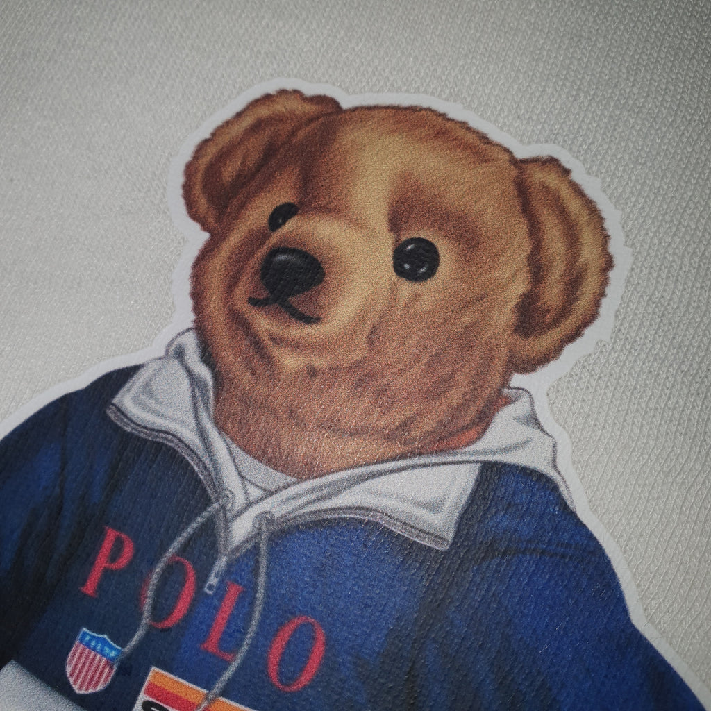 Moletom Ralph Lauren Masculino Branco Peluciado Urso Americano