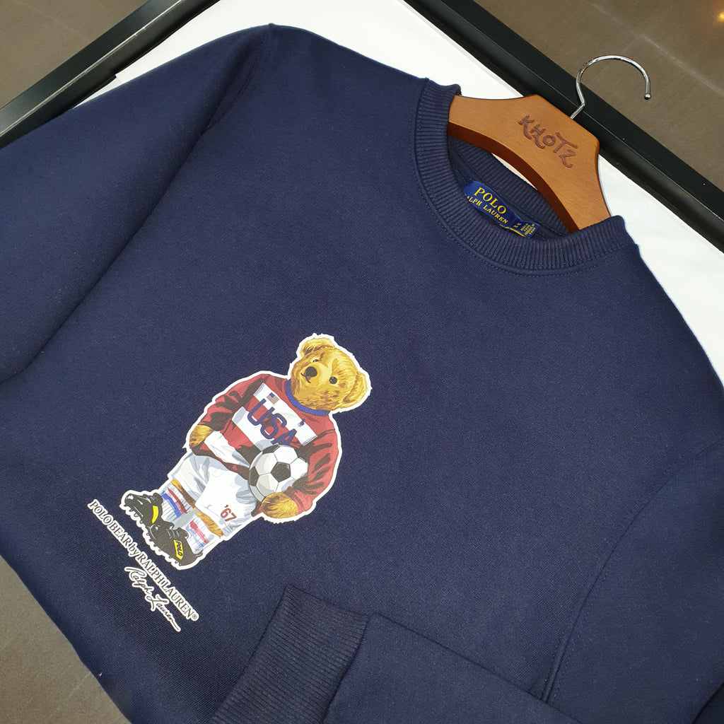 Moletom Ralph Lauren Masculino Marinho Peluciado Urso Americano
