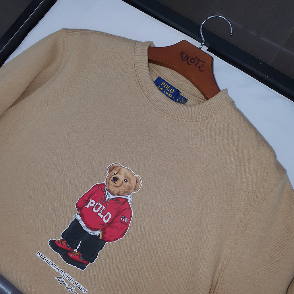 Moletom Ralph Lauren Masculino Areia Peluciado Urso Americano