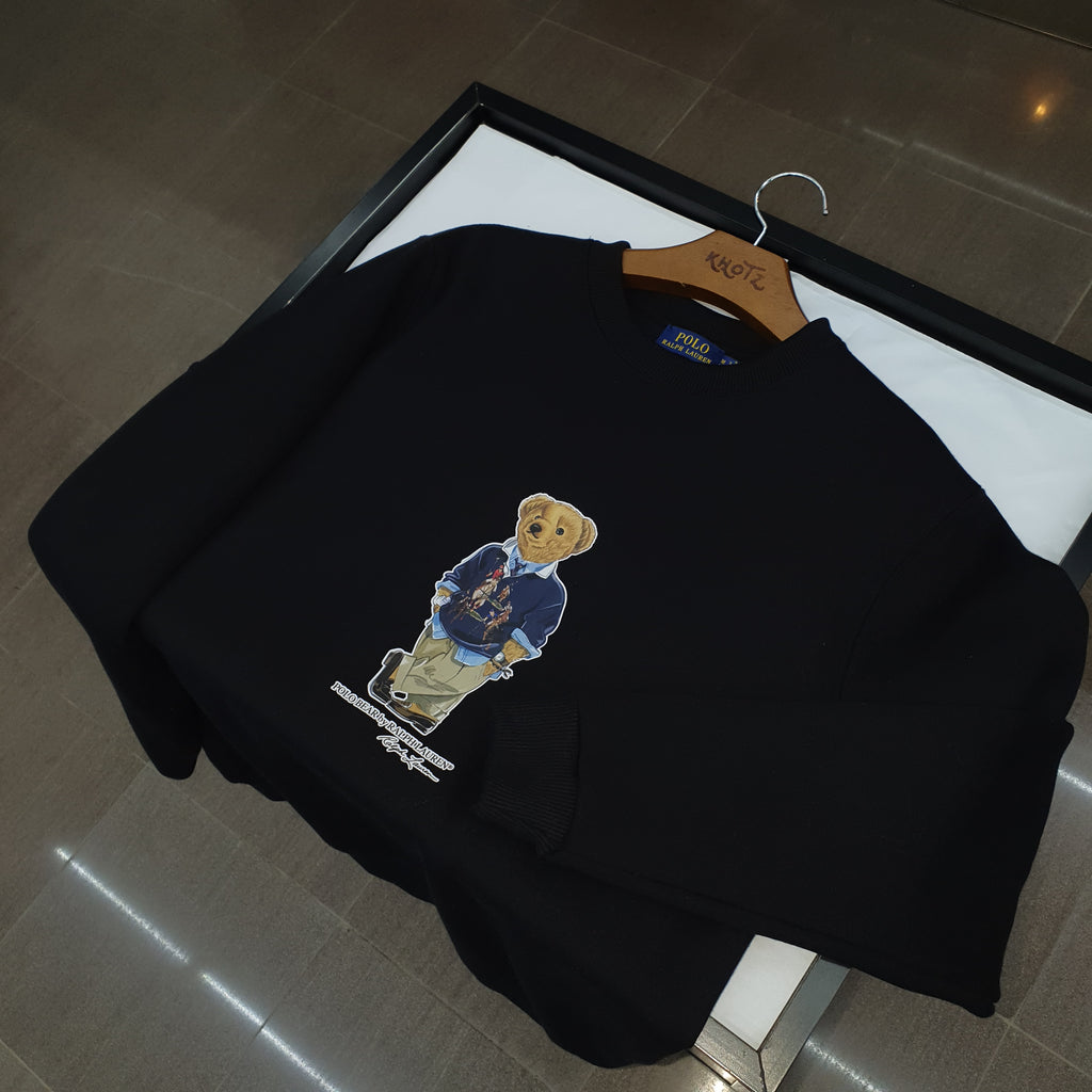 Moletom Ralph Lauren Masculino Preto Peluciado Urso Americano