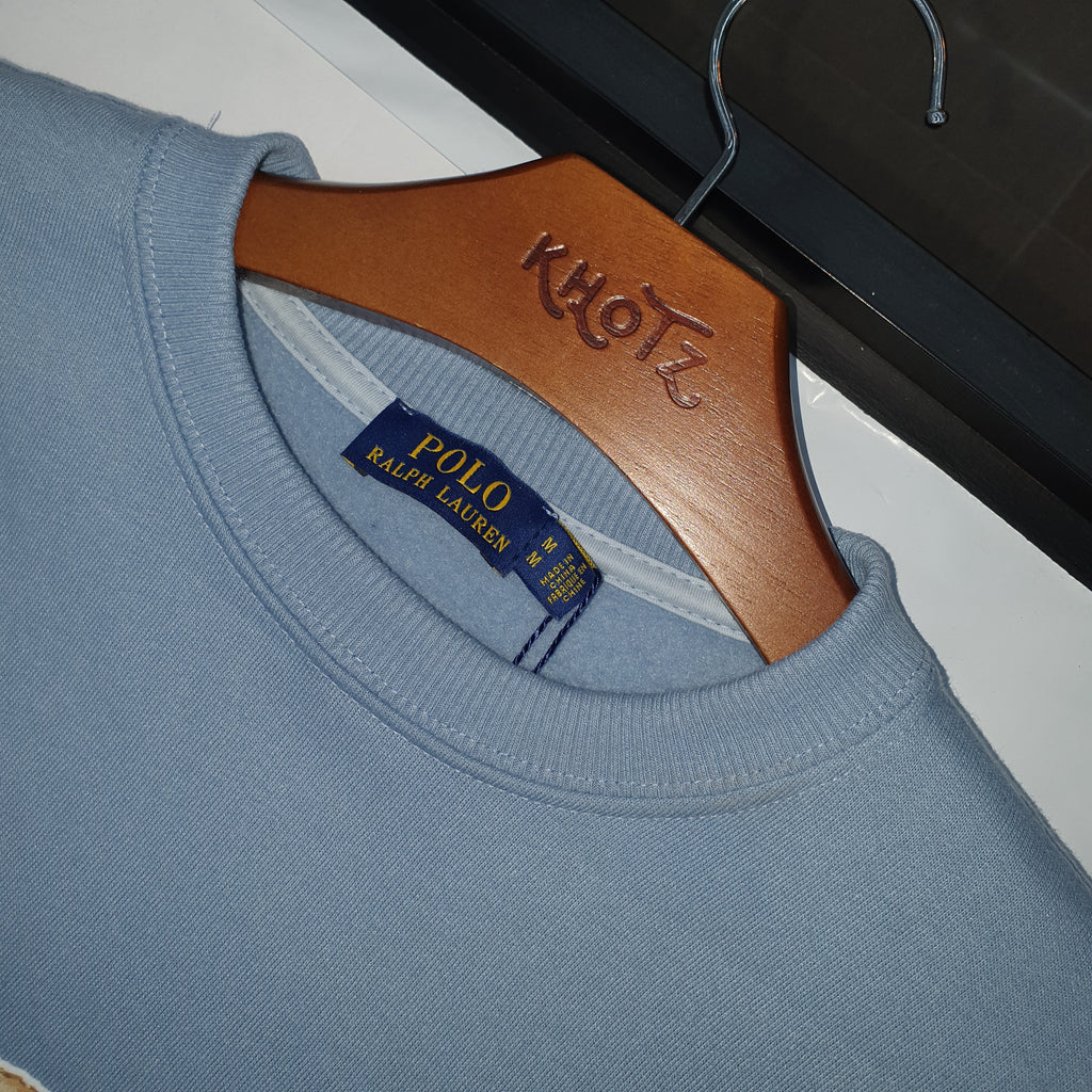 Moletom Ralph Lauren Masculino Azul Bebê Peluciado Urso Americano