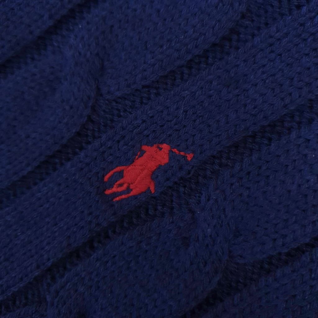 Suéter Trançado Ralph Lauren Masculino Com Zipper Marinho Pony Vermelho