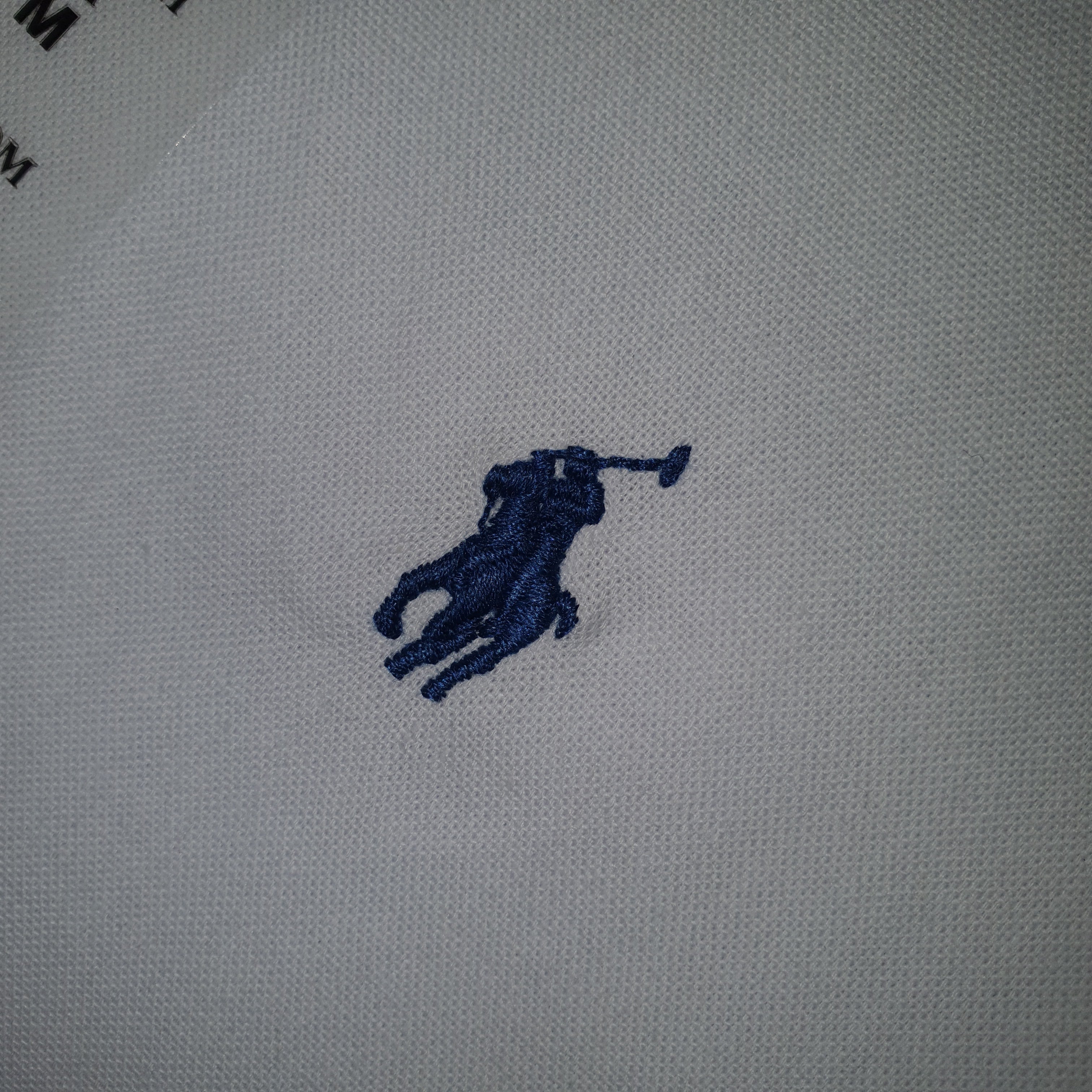 Camisa Ralph Lauren Masculina Oxford Seda Branca Pony Marinho