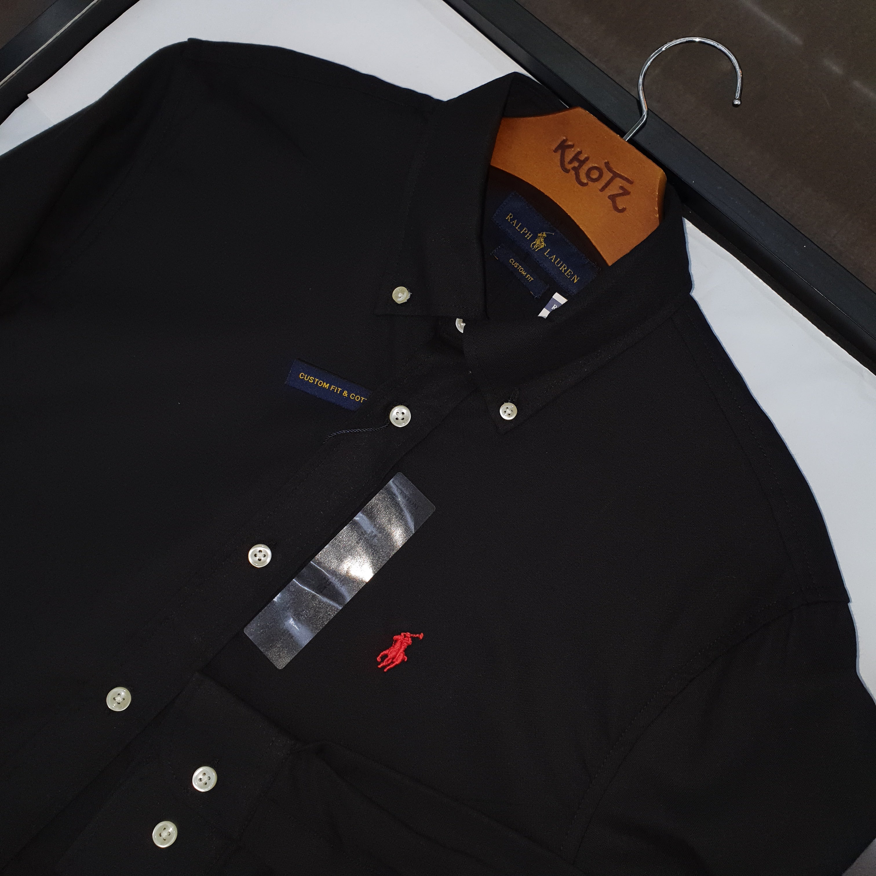 Camisa Ralph Lauren Masculina Oxford Seda Preta Pony Vermelho