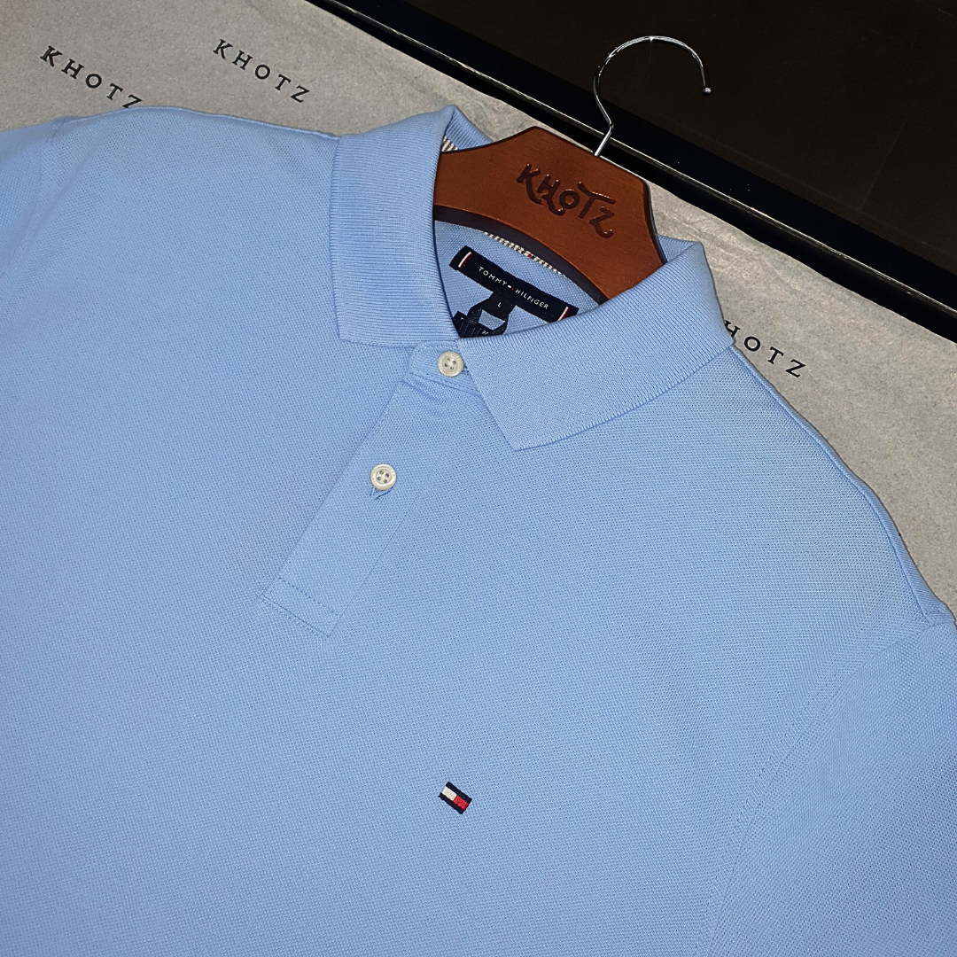 Polo Tommy Hilfiger Masculina Azul Bebê 1985 Regular Fit