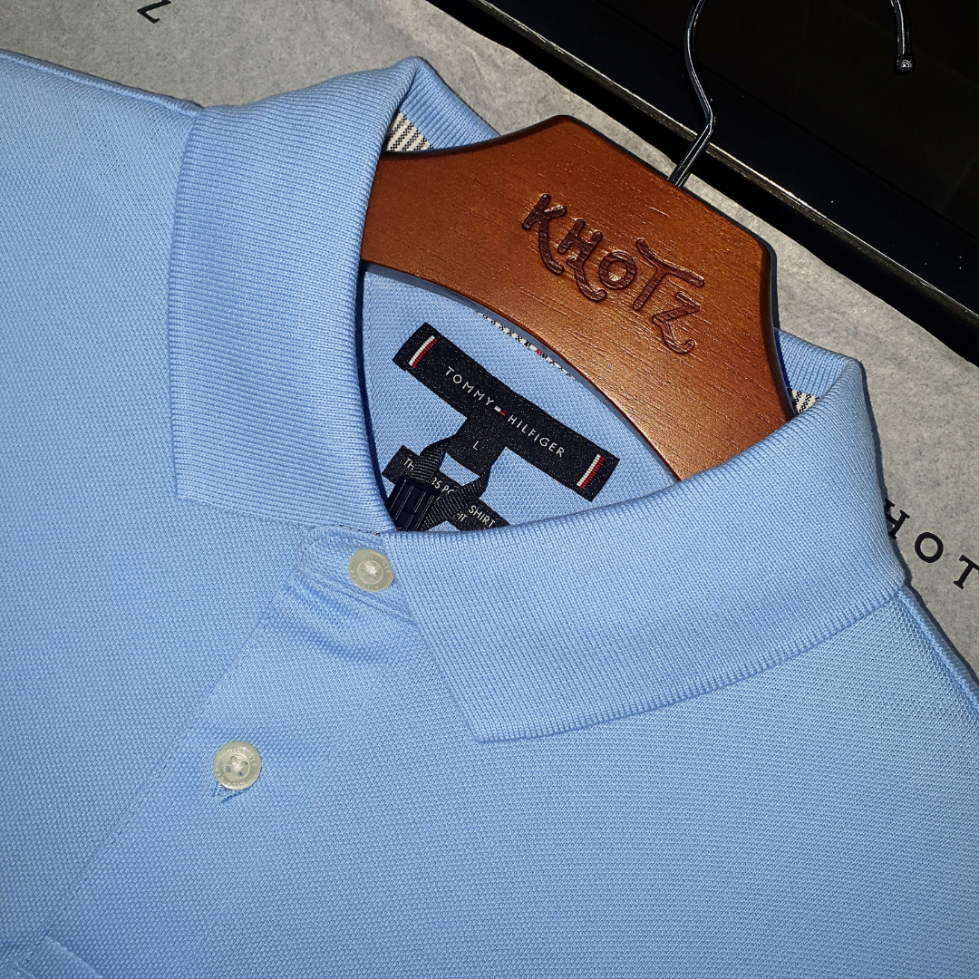 Polo Tommy Hilfiger Masculina Azul Bebê 1985 Regular Fit