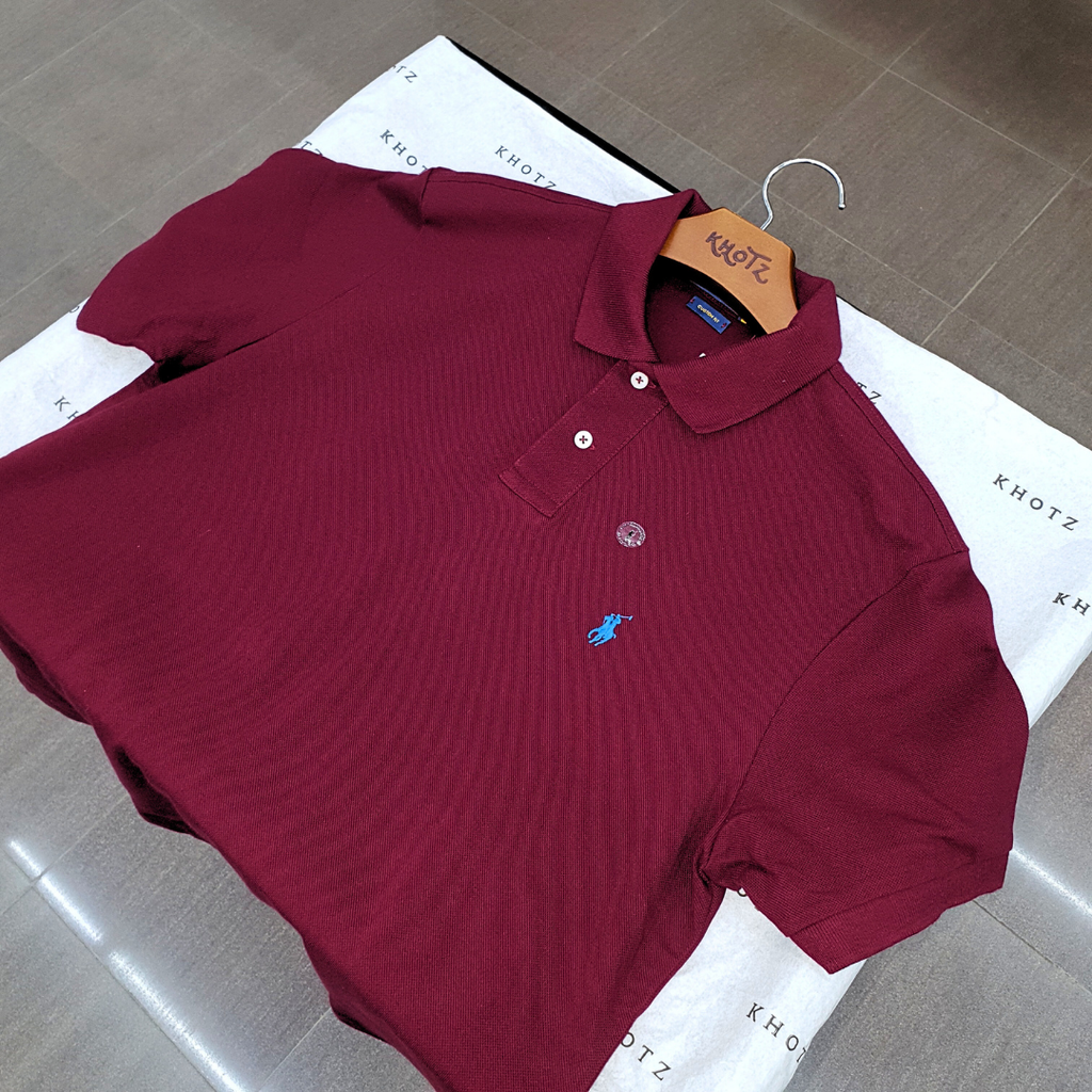 Polo Ralph Lauren Masculina Bordô Pony Azul