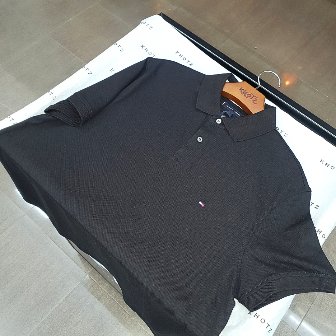 Polo Tommy Hilfiger Masculina Preta 1985 Regular Fit