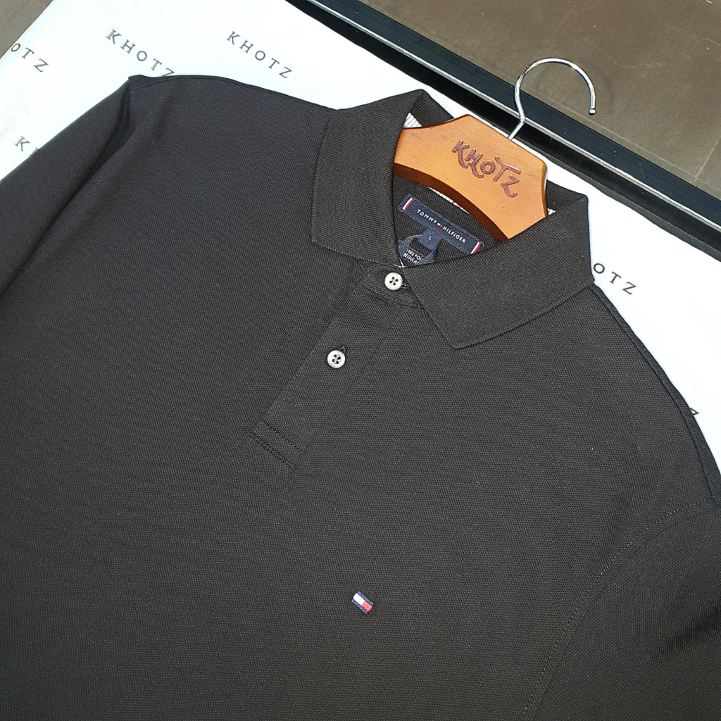 Polo Tommy Hilfiger Masculina Preta 1985 Regular Fit