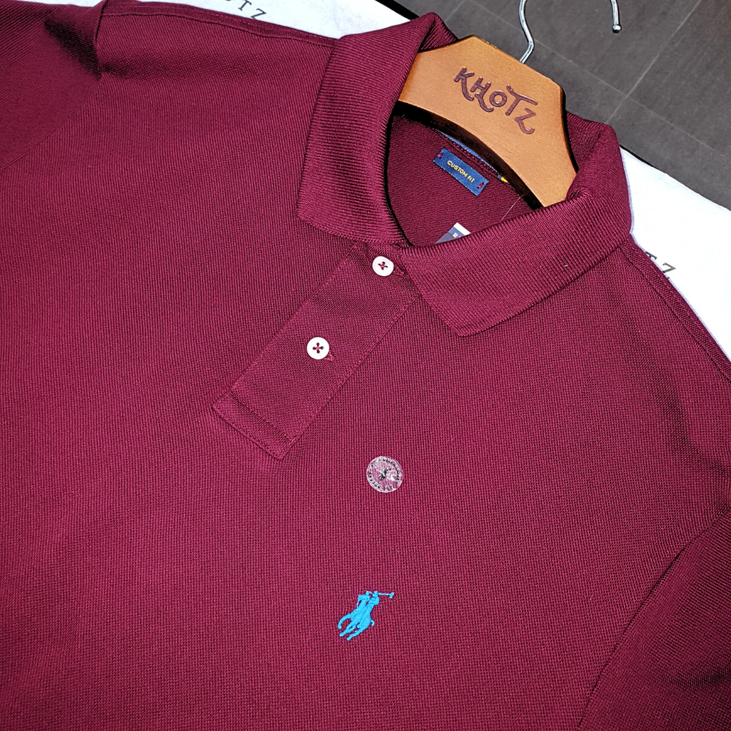 Polo Ralph Lauren Masculina Bordô Pony Azul